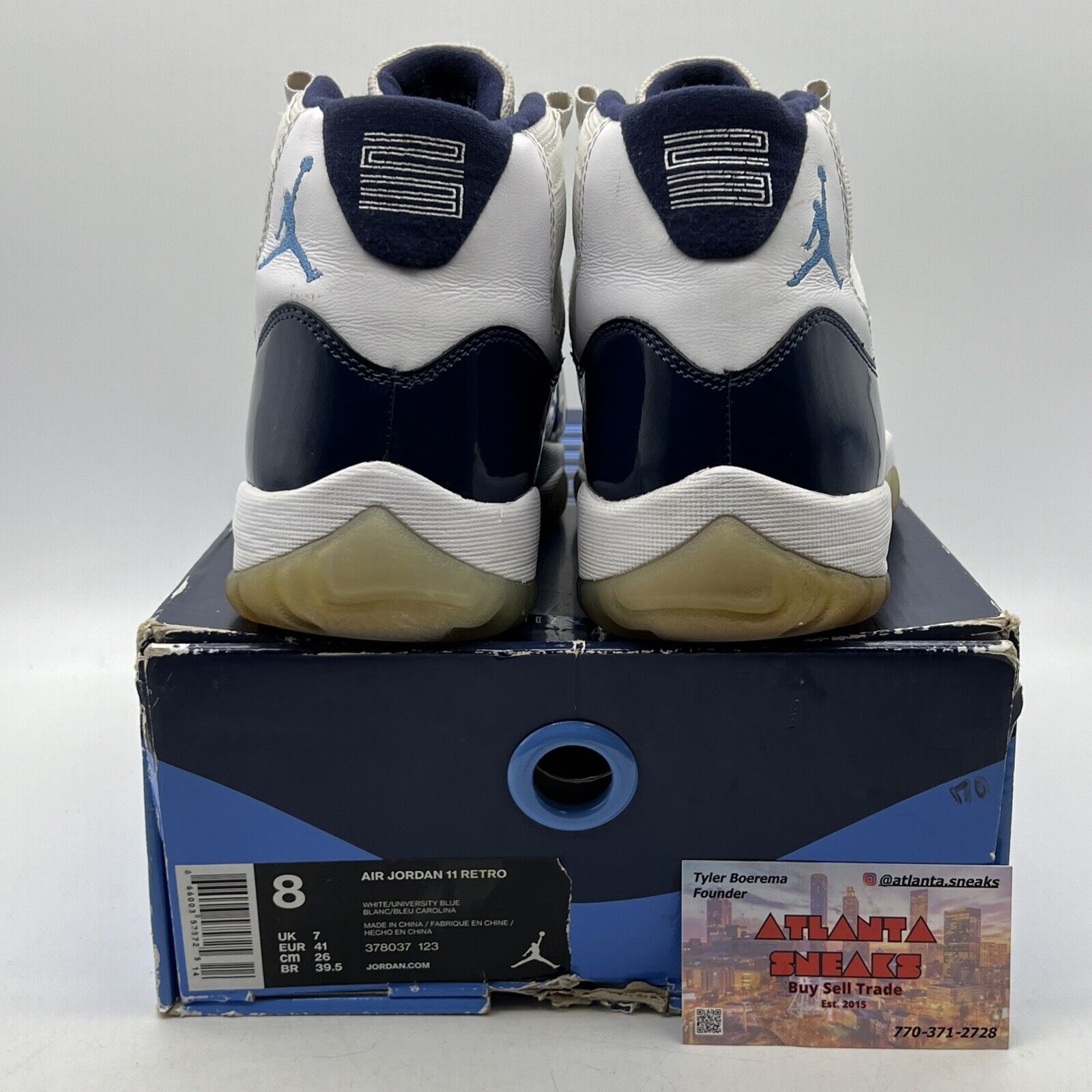 Size 8 - Jordan 11 Retro High Win Like '82 White Navy Leather (378037-123)