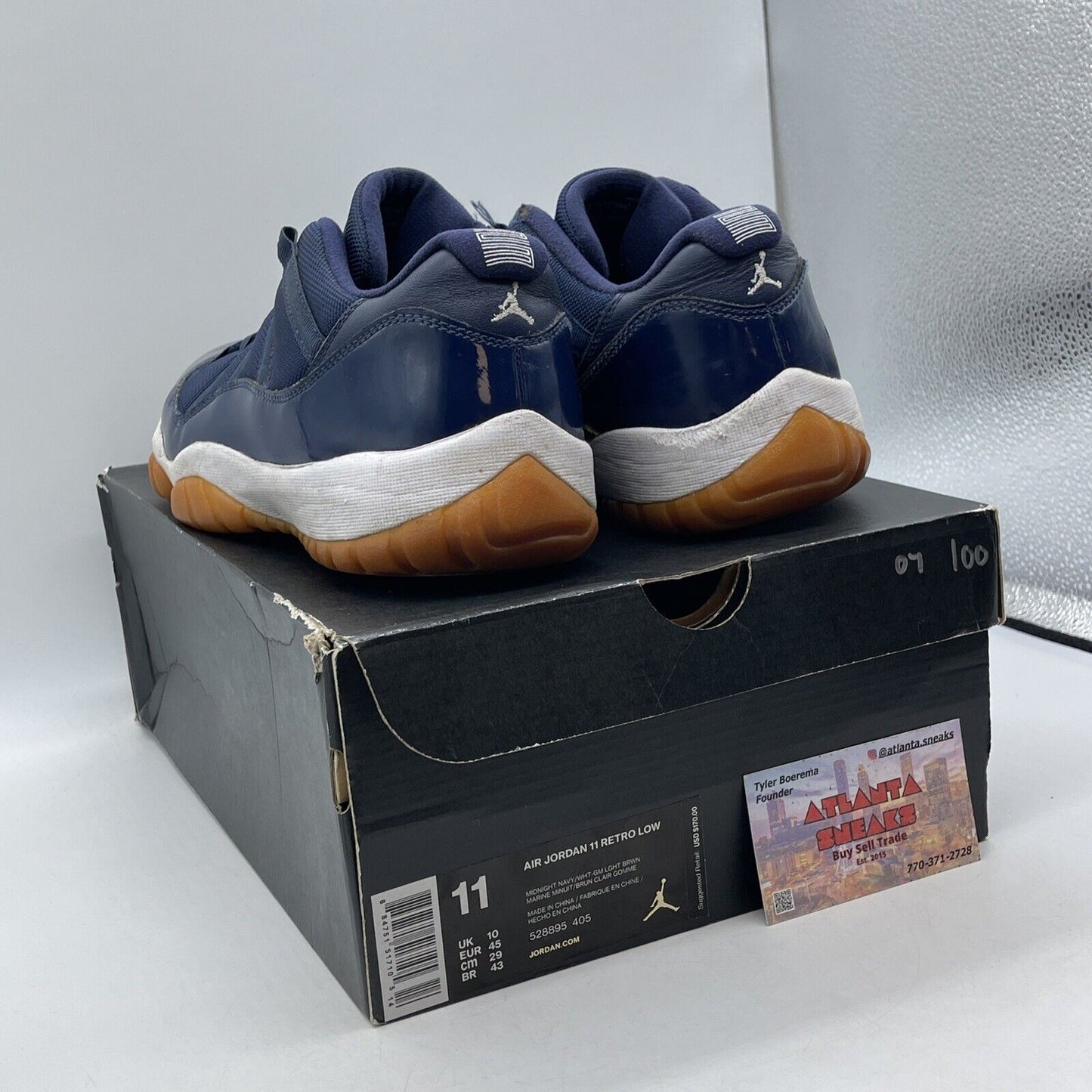 Size 11 - Air Jordan 11 Retro Low Navy Gum White Brown Leather (528895-405)