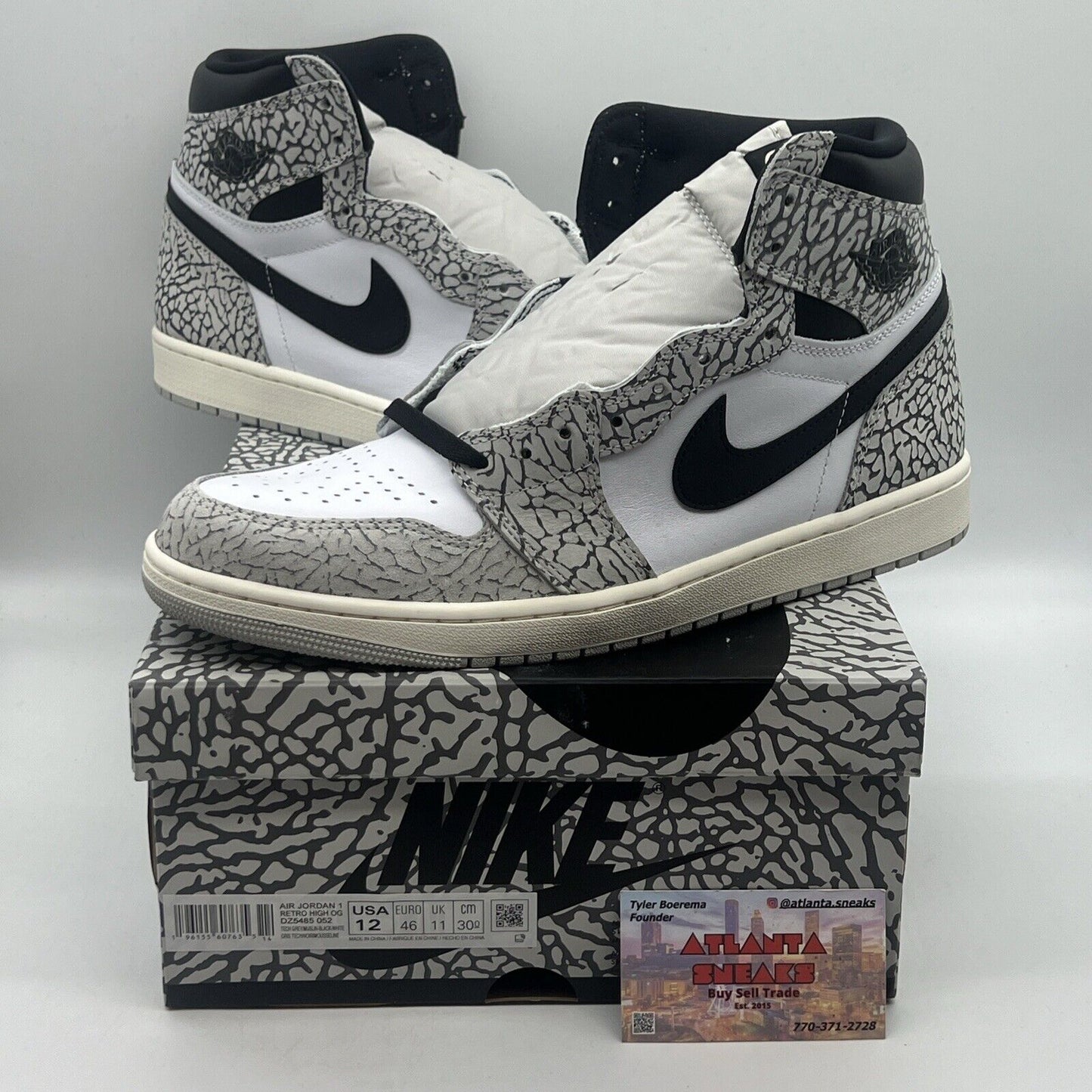 Size 12 - Air Jordan 1 Retro OG White Cement Brand New Og All