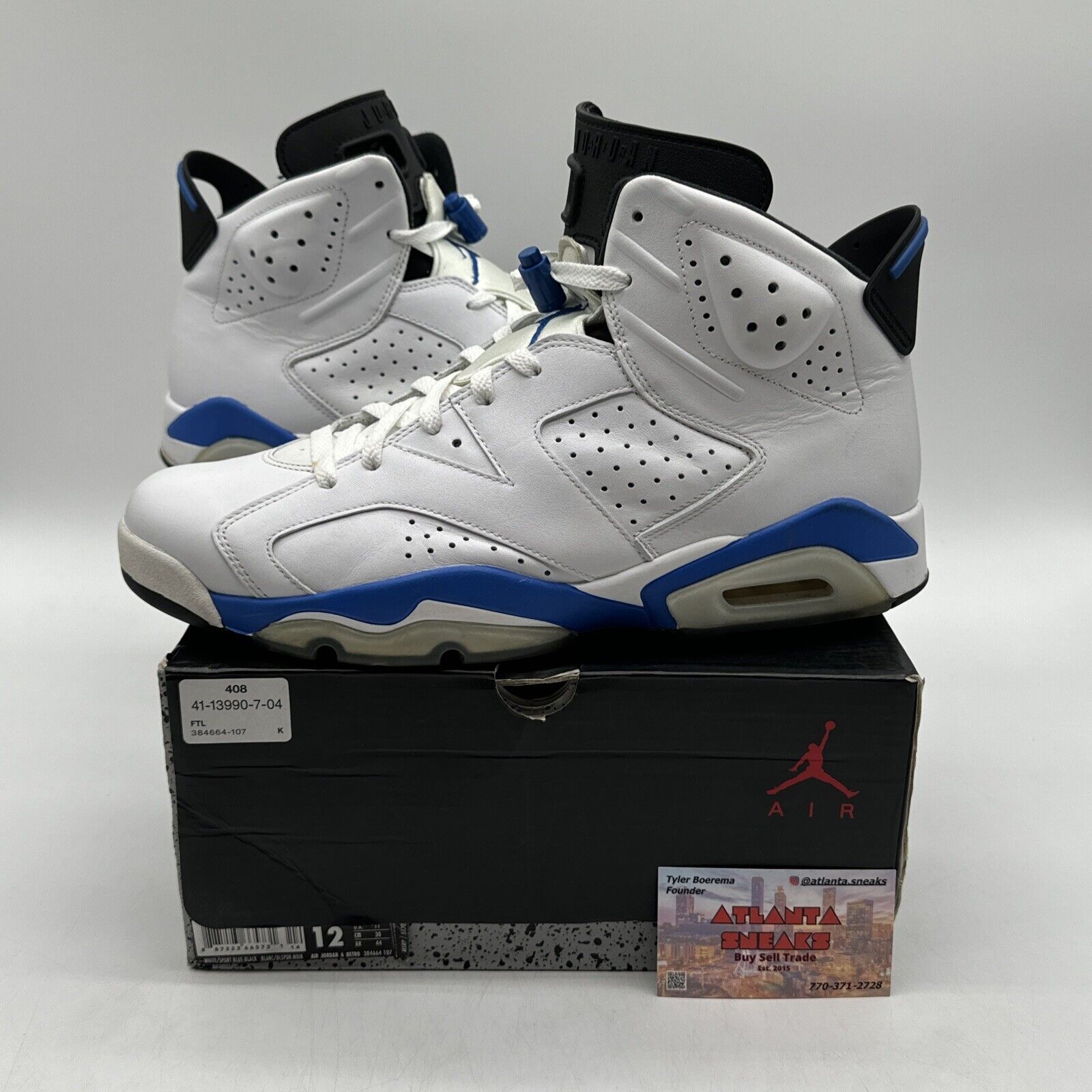 Size 12 - Jordan 6 Retro Sport Blue 2014 White Leather Icy Skills OG All Royal L