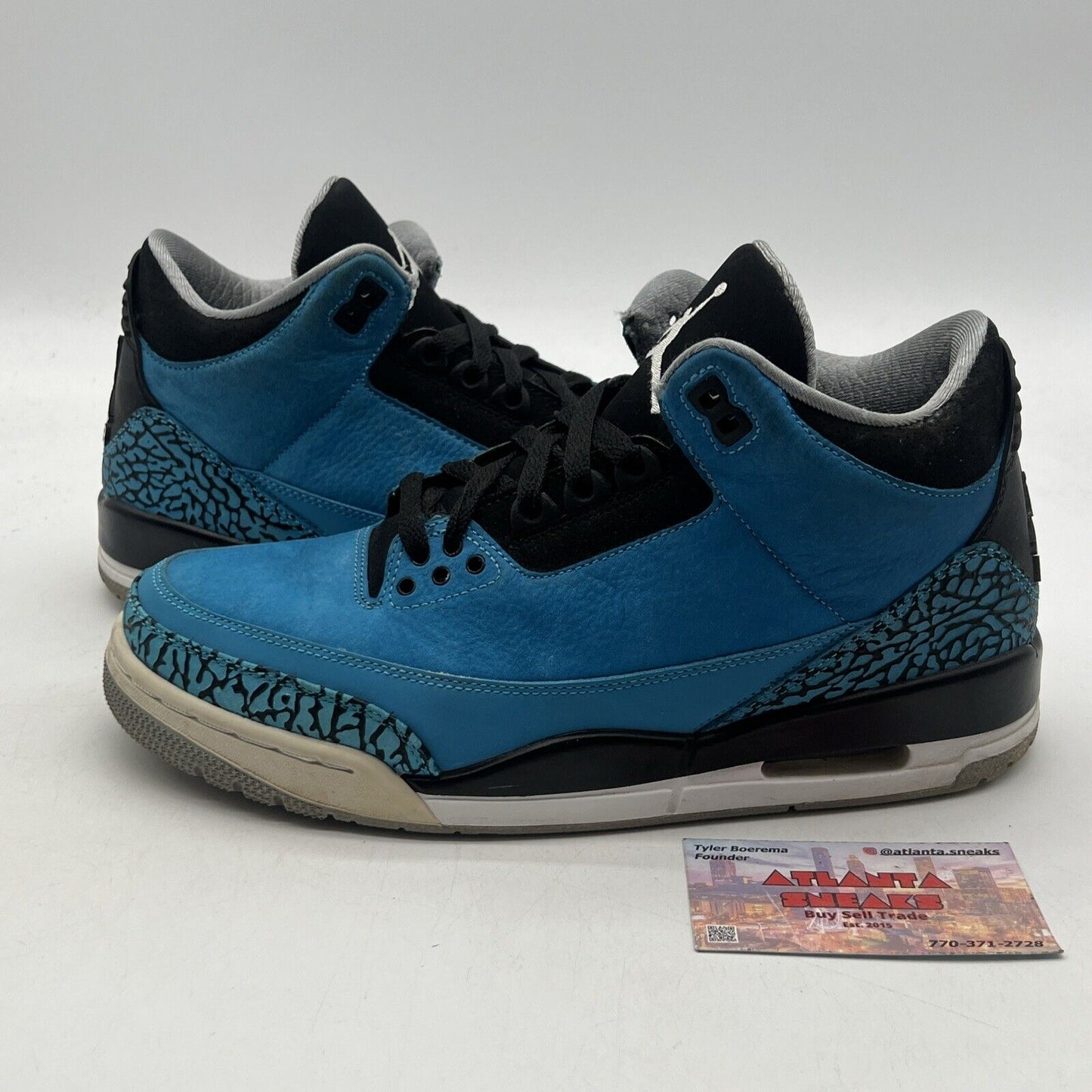 Size 8 - Air Jordan 3 Retro Powder Blue Black White Grey Suede (487471-102)