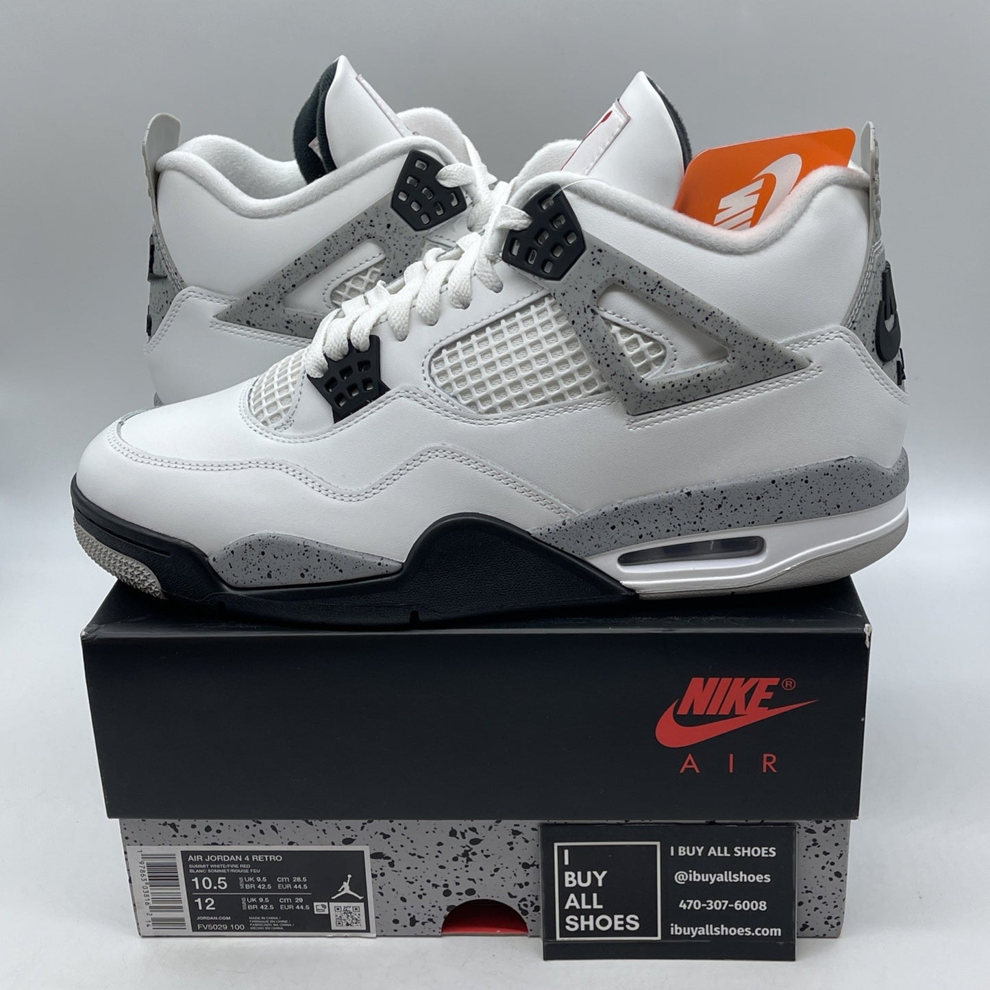 Size 10.5 - Air Jordan 4 Retro OG 2025 White Cement (FV5029-100)