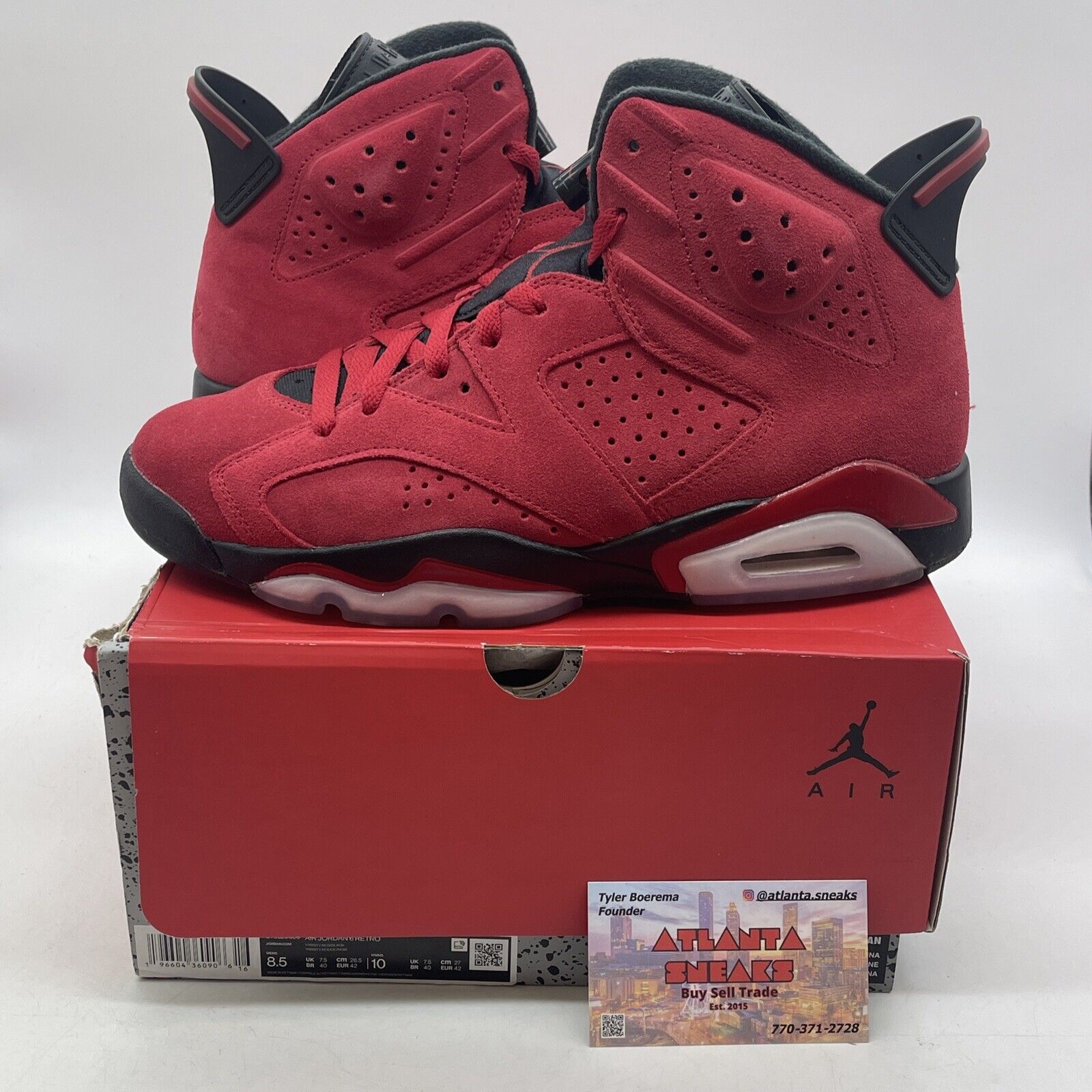 Size 8.5 - Air Jordan 6 Retro Toro Bravo Red Black Suede (CT8529-600)