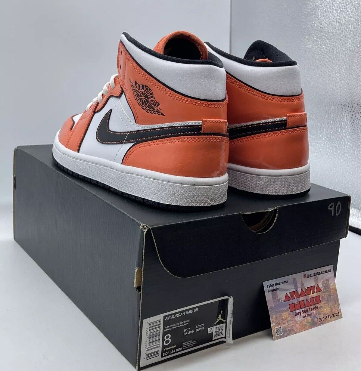 Size 8 - Air Jordan 1 SE Mid Turf Orange White Black Leather (DD6834-802)