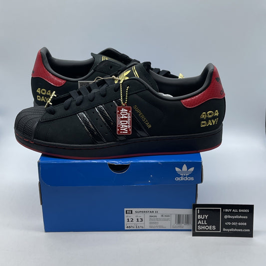 Size 12 - adidas Superstar 404 Day Black Red Suede Leather (JS4291)