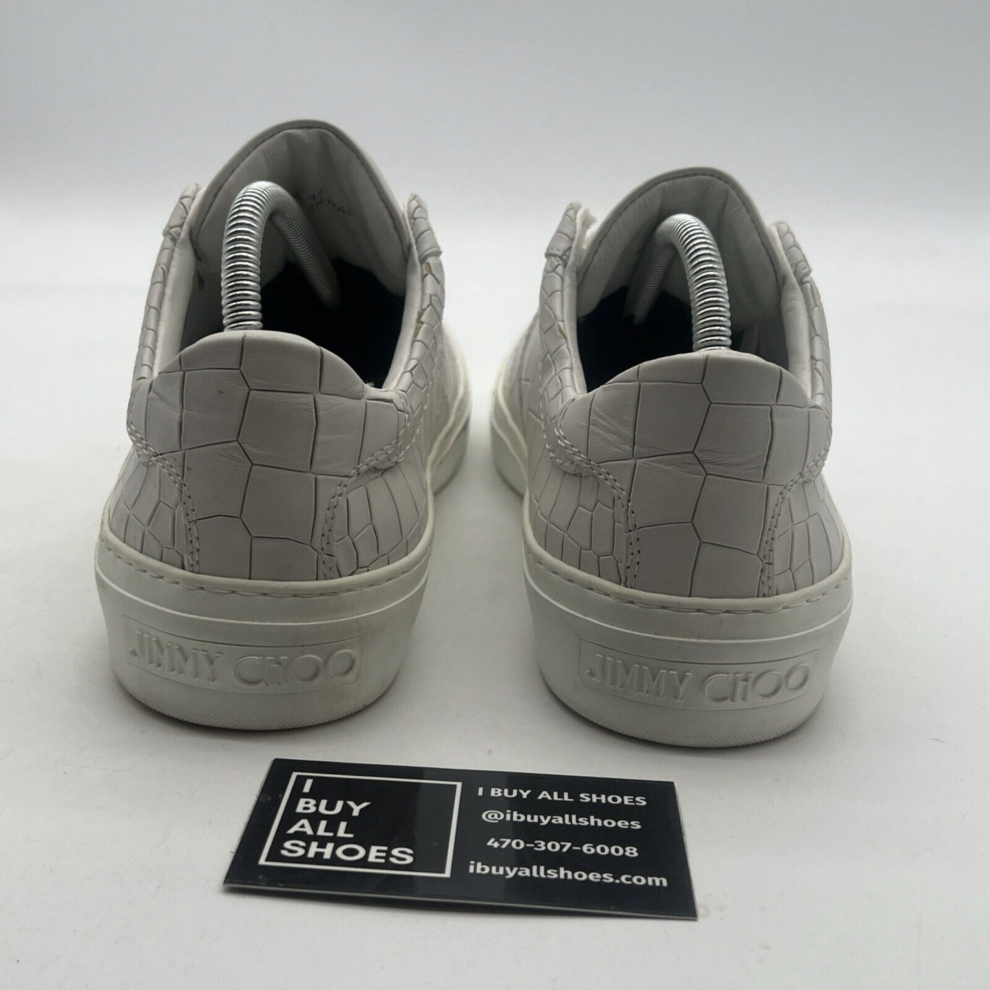 Size 9 - Jimmy Choo Portman White Leather Croc Sneakers Low