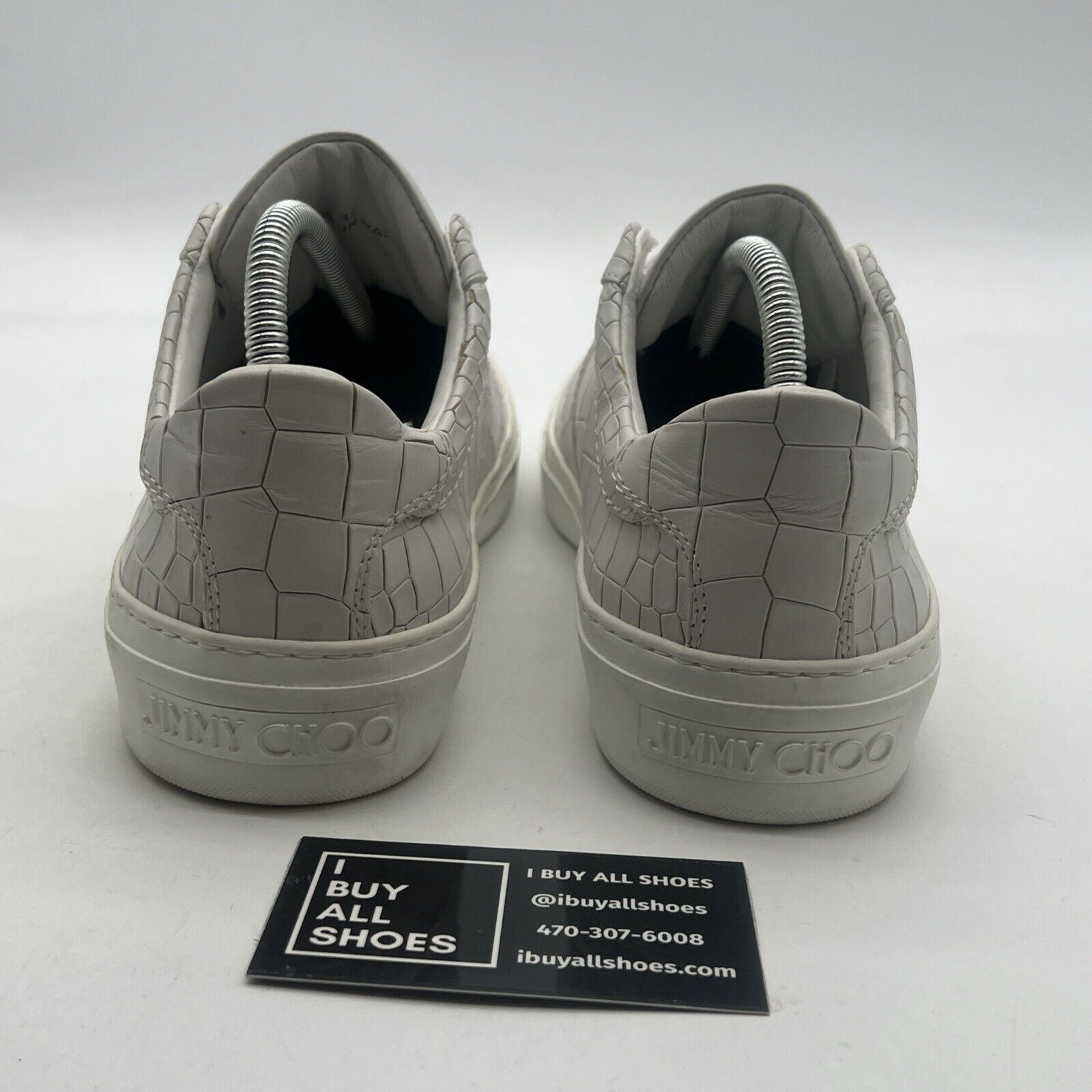 Size 9 - Jimmy Choo Portman White Leather Croc Sneakers Low