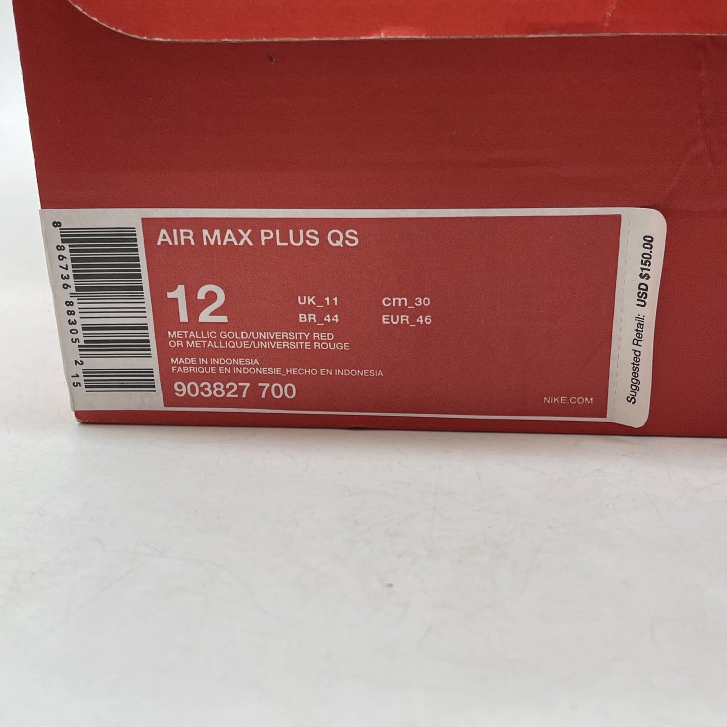 Size 12 - Nike Air Max Plus QS Metallic Gold Suede Leather (903827-700)