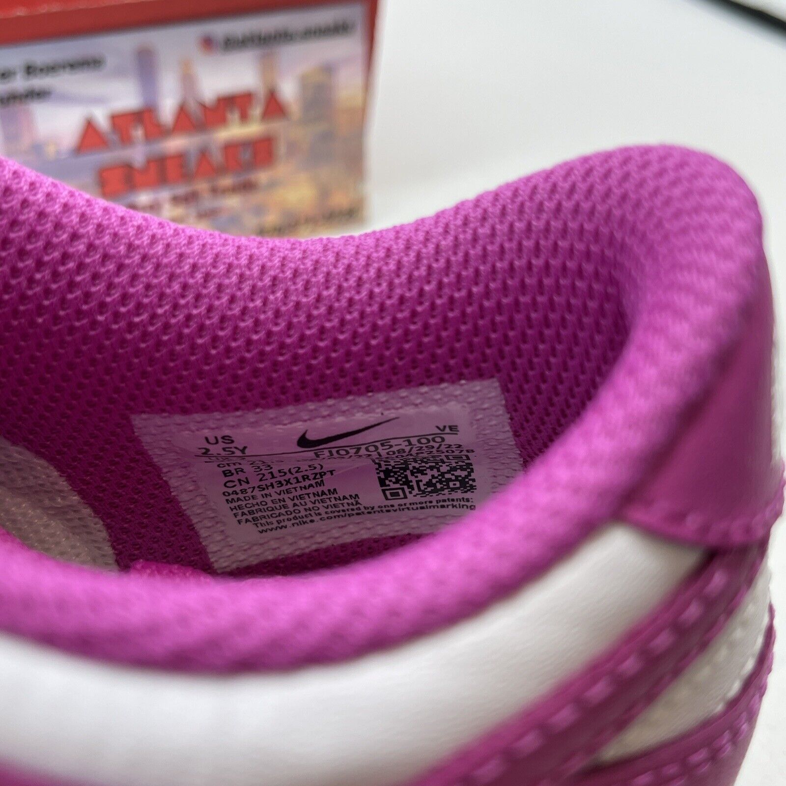 Size 2.5Y -  Dunk Low Active Fuchsia Pink White Leather (FJ0705-100)