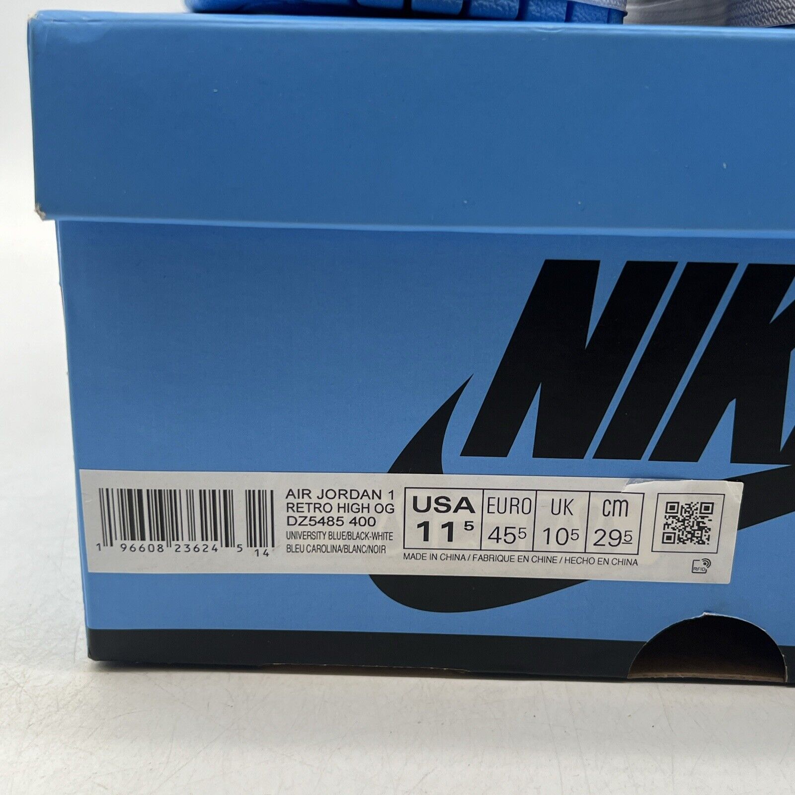 Size 11.5 - Jordan 1 Retro OG High UNC Toe Black White Leather (DZ5485-400)