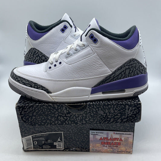 Size 9 - Jordan 3 Retro Mid Dark Iris Purple White Grey (CT8532-105)