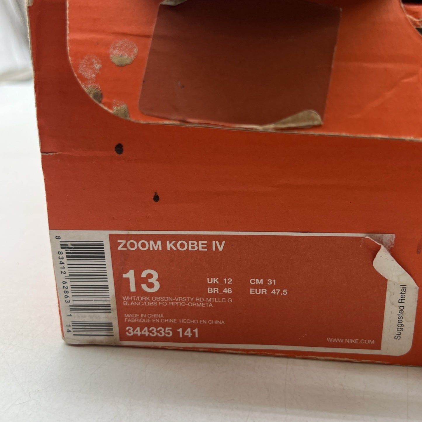 Size 13 - Nike Zoom Kobe 4 Gold Medal (344335-141)