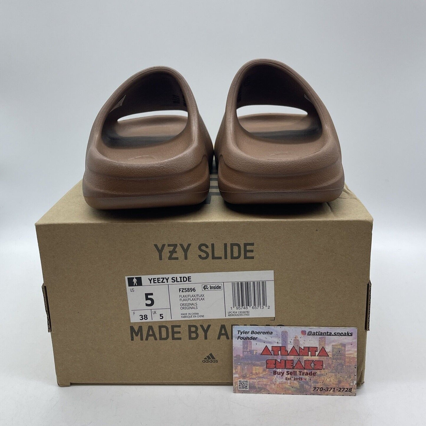 Size 5 - Adidas Yeezy Slides Flax Brown Rubber  (FZ5896)