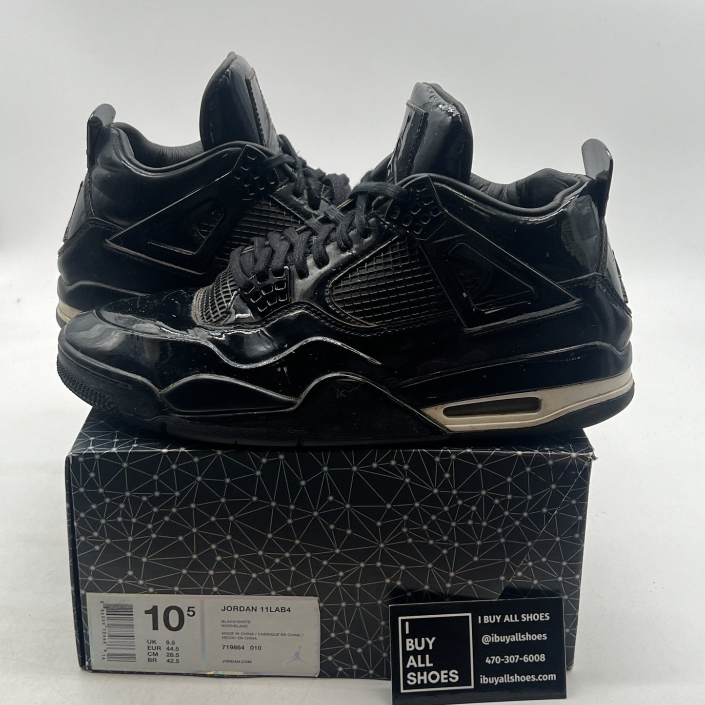 Size 10.5 - Air Jordan 4 Retro 11Lab4 - Black (719864-010)