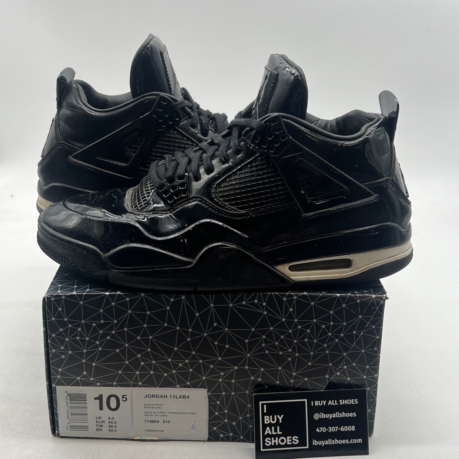 Size 10.5 - Air Jordan 4 Retro 11Lab4 - Black (719864-010)