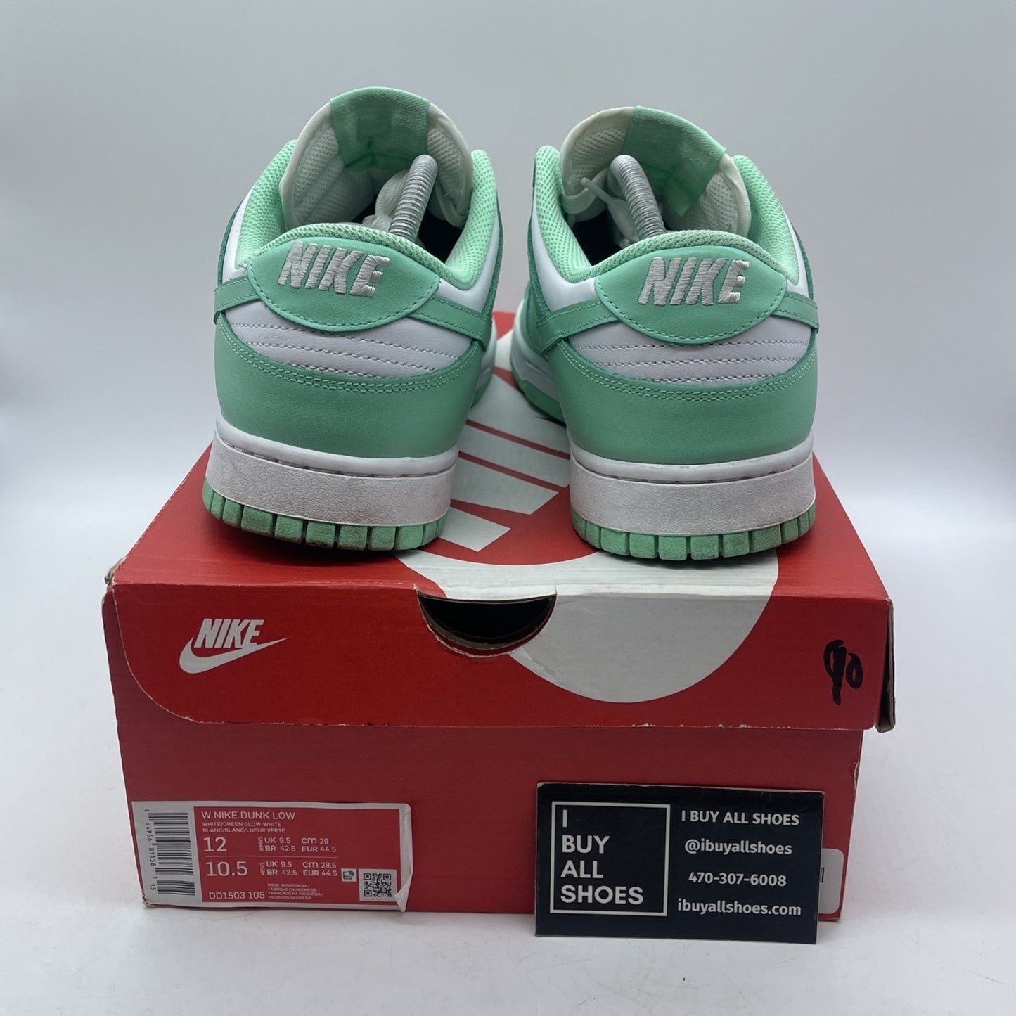 Size 12W - Nike Dunk Low Green Glow Blue White Leather (DD1503-105)