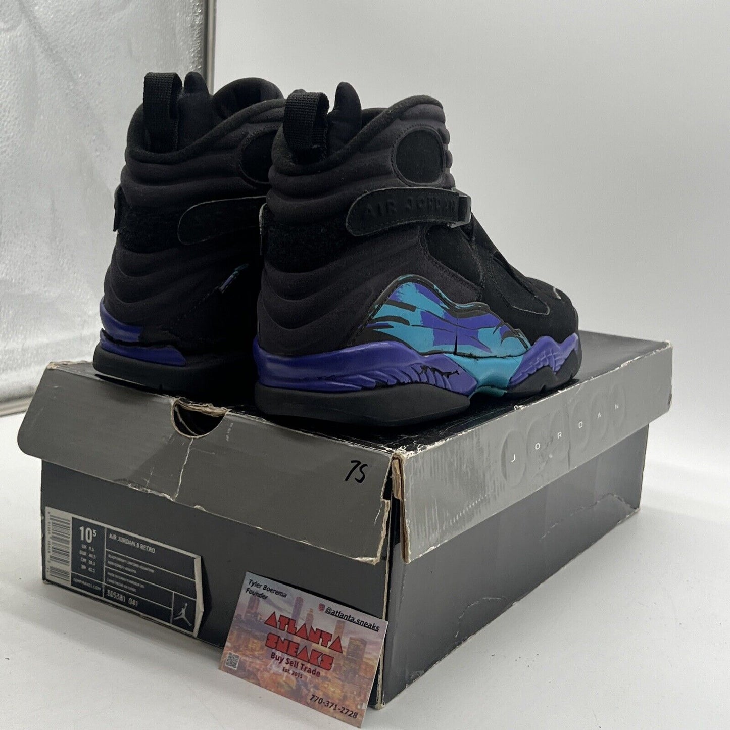 Size 10.5 - Air Jordan 8 Retro 2007 Aqua Purple Blue Suede (305381-041)