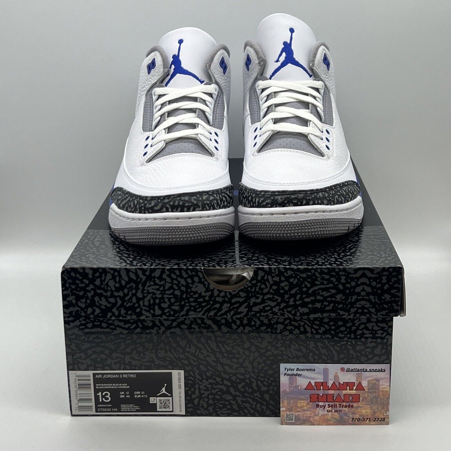 Size 13 - Jordan 3 Retro Mid Racer Blue Brand New Og All White