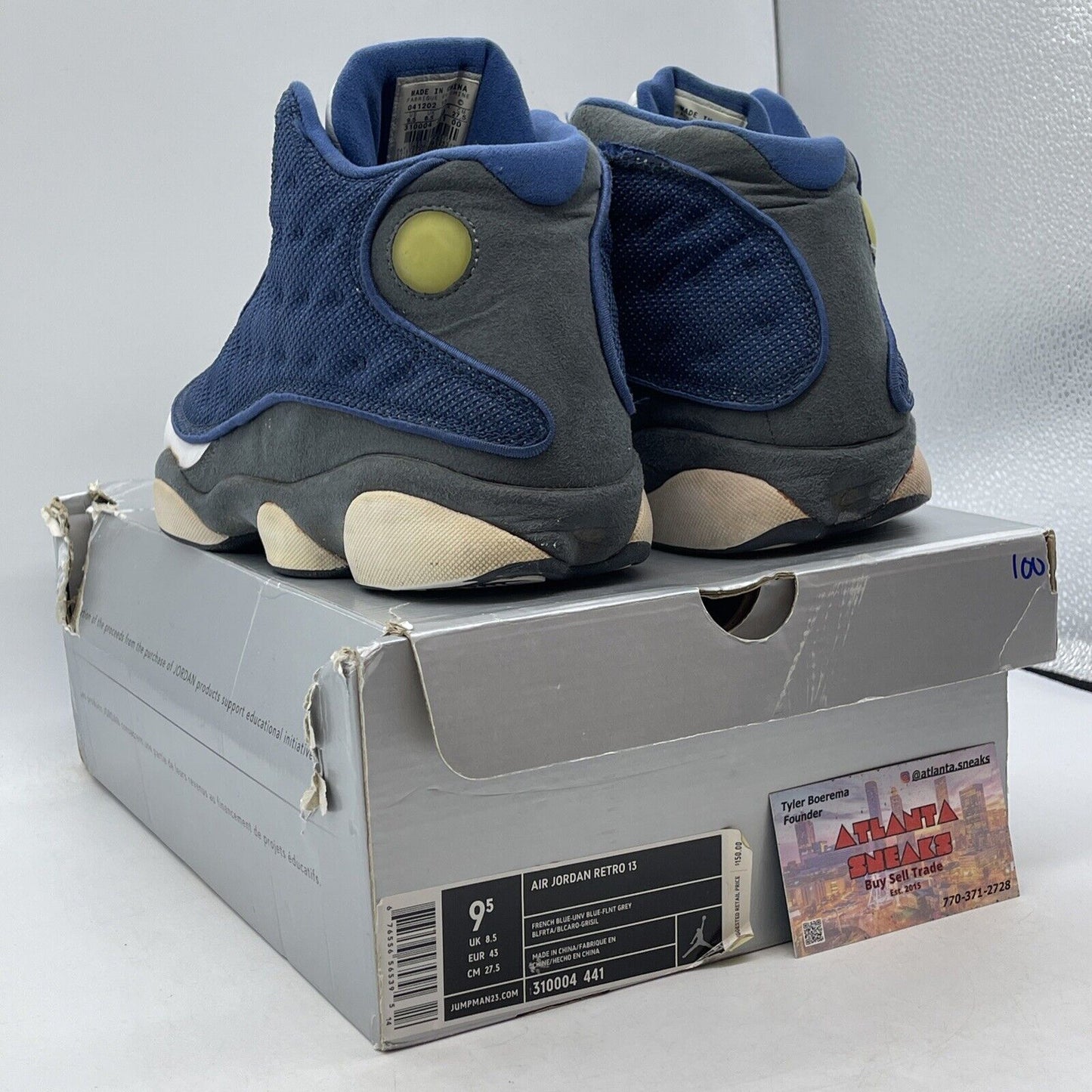 Size 9.5 - Air Jordan 13 Retro 2005 Flint Blue White Grey Suede (310004-441)