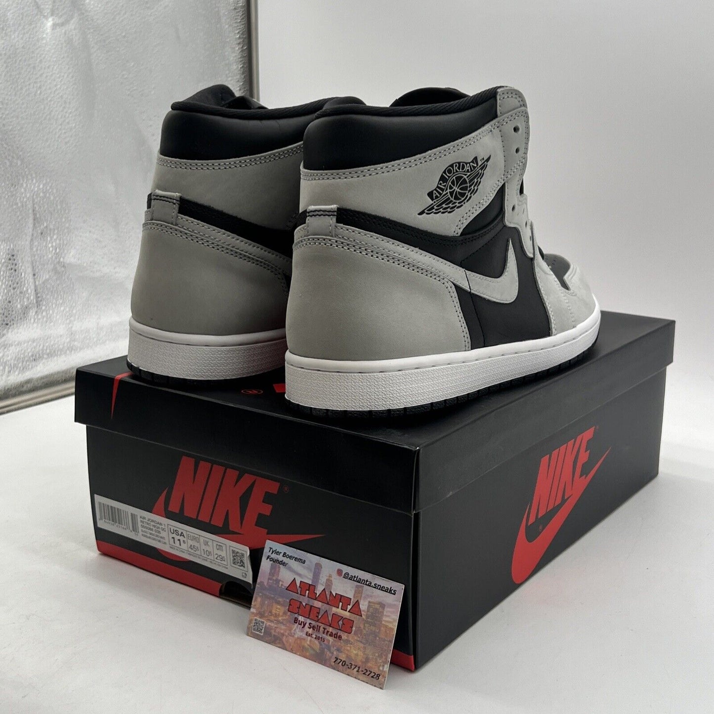 Size 11.5 - Jordan 1 Retro OG High Shadow 2.0 Black White Suede (555088-035)