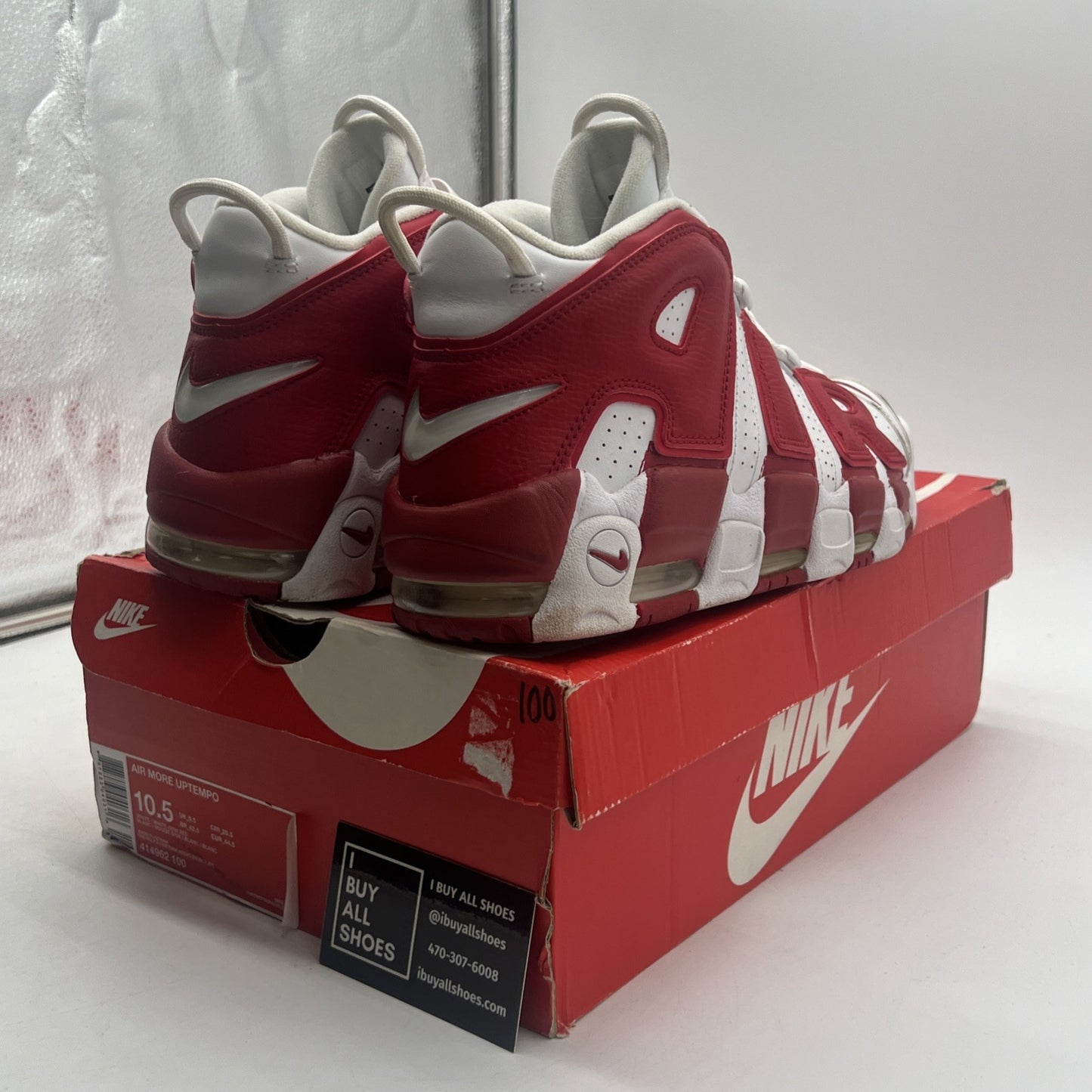 Size 10.5 - Nike Air More Uptempo White Red (414962-100)