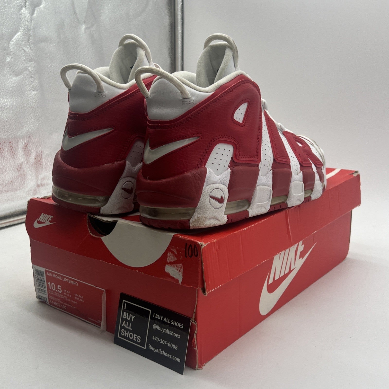 Size 10.5 - Nike Air More Uptempo White Red (414962-100)