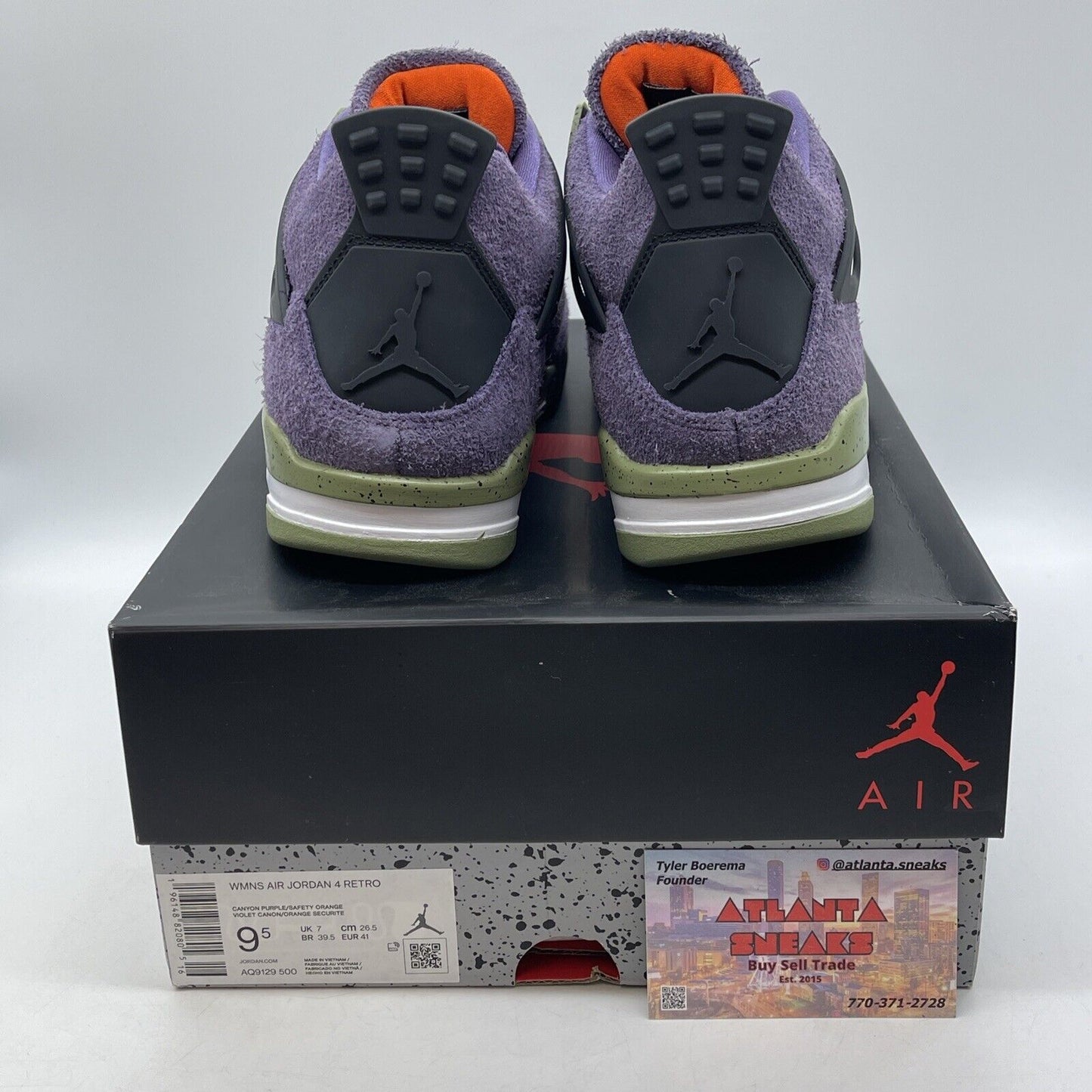 Size 9.5W - Jordan 4 Retro Canyon Purple Green Black White Suede (AQ9129-500)