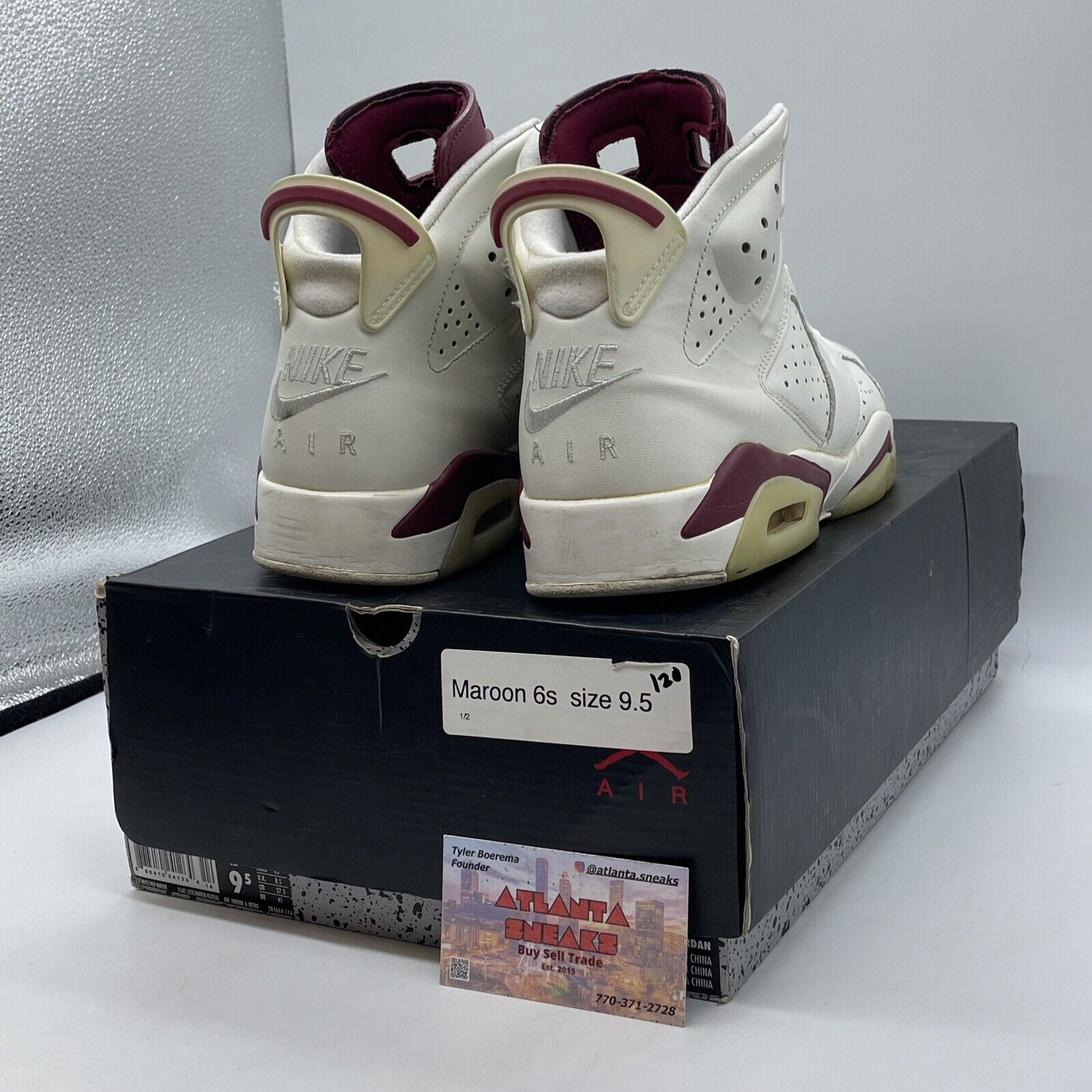 Size 9.5 - Air Jordan 6 Retro 2015 Maroon Tan Leather (384664-116)