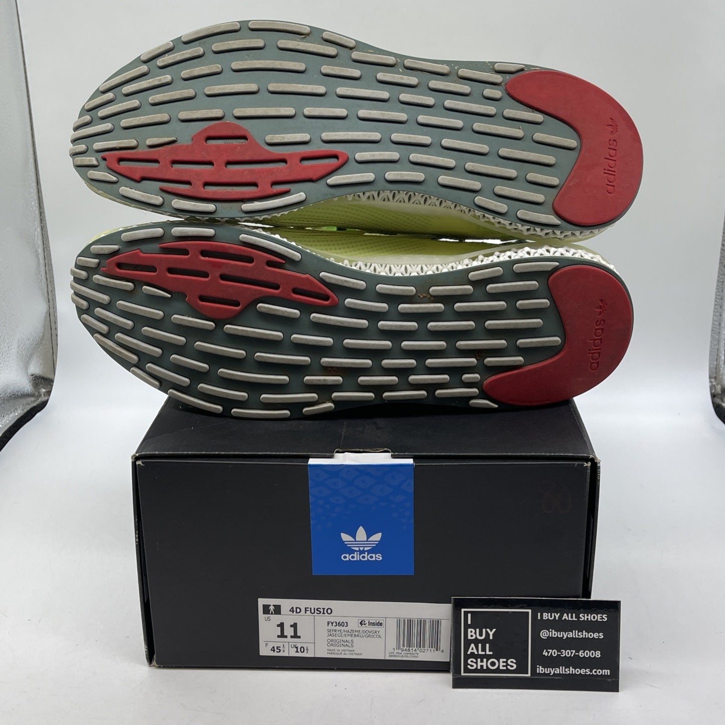 Size 11 - adidas 4D Fusio Semi Frozen Yellow Green White Suede (FY3603)
