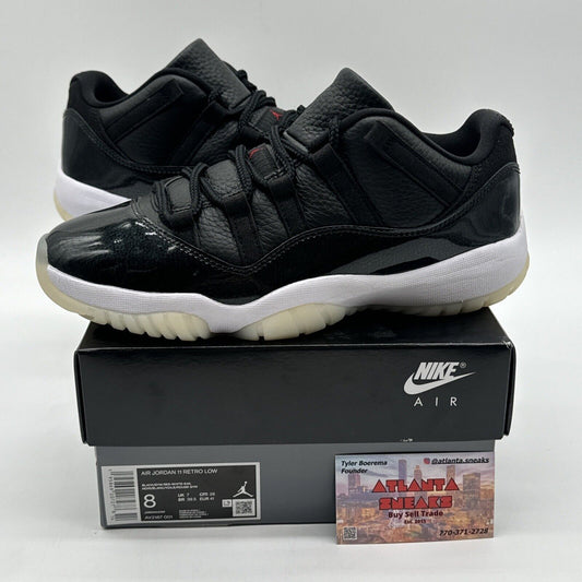 Size 8 - Jordan 11 Retro Low 72-10 Premium Tumbled Leather Black Icy Sole OG All