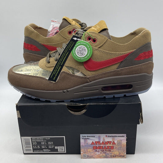 Size 10 - Nike CLOT x Air Max 1 Kiss Of Death CHA Brown Suede (DD1870-200)