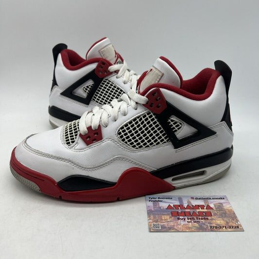 Size 6.5 - Jordan 4 Retro OG Mid Fire Red White Black Leather (408452-160)