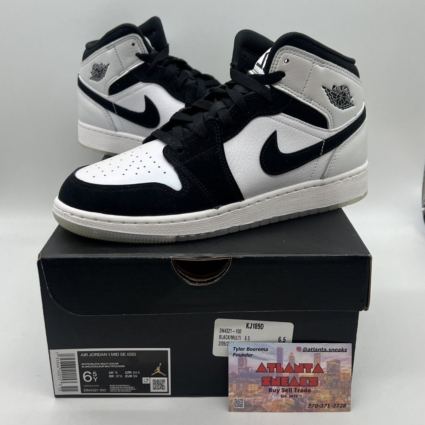 Size 6.5 - Jordan 1 Mid SE Diamond Brand New Og All Black White