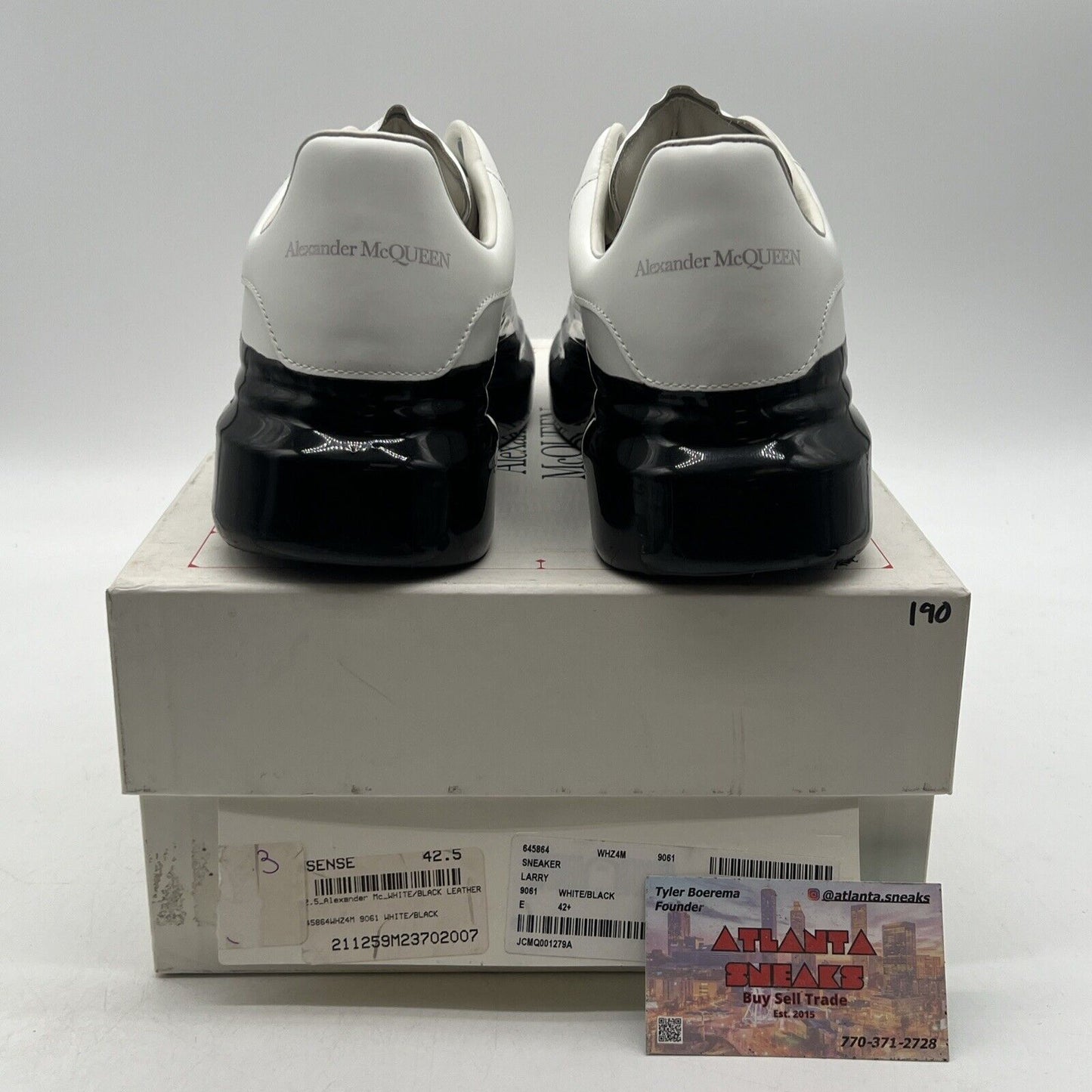 Size 9.5 - Alexander McQueen Oversized Sneaker White Black (645864-WHZ4M-9061)