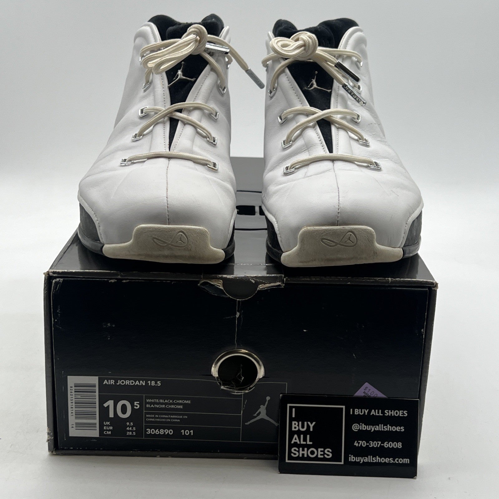 Size 10.5 - Air Jordan 18.5 OG White Black Chrome (306890-101)