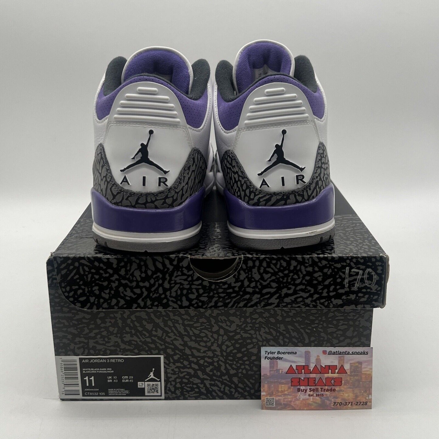 Size 11 - Jordan 3 Retro Mid Dark Iris White Black Leather Purple (CT8532-105)