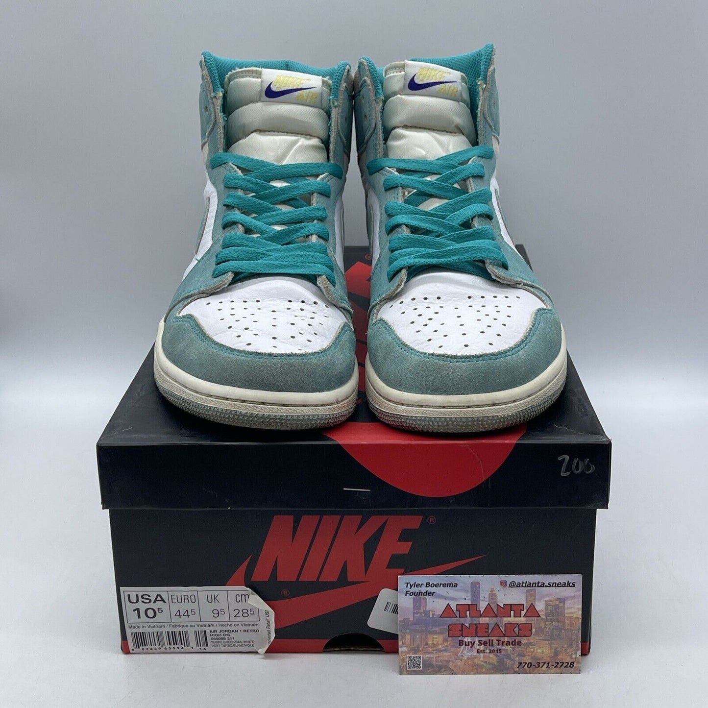 Size 10.5 - Jordan 1 Retro OG High Turbo Green Suede White Leather (555088-311)