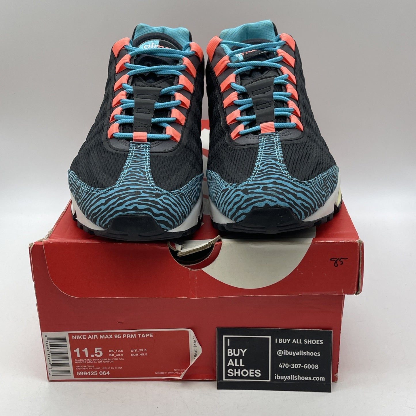 Size 11.5 - Nike Air Max 95 Premium Tape Gamma Blue Zebra (599425-064)