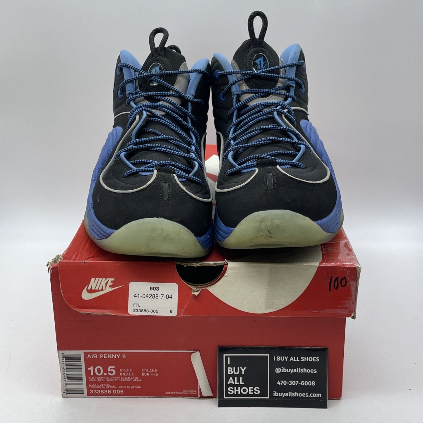 Size 10.5 - Nike Air Penny 2 Varsity Royal Black Blue Suede (333886-005)