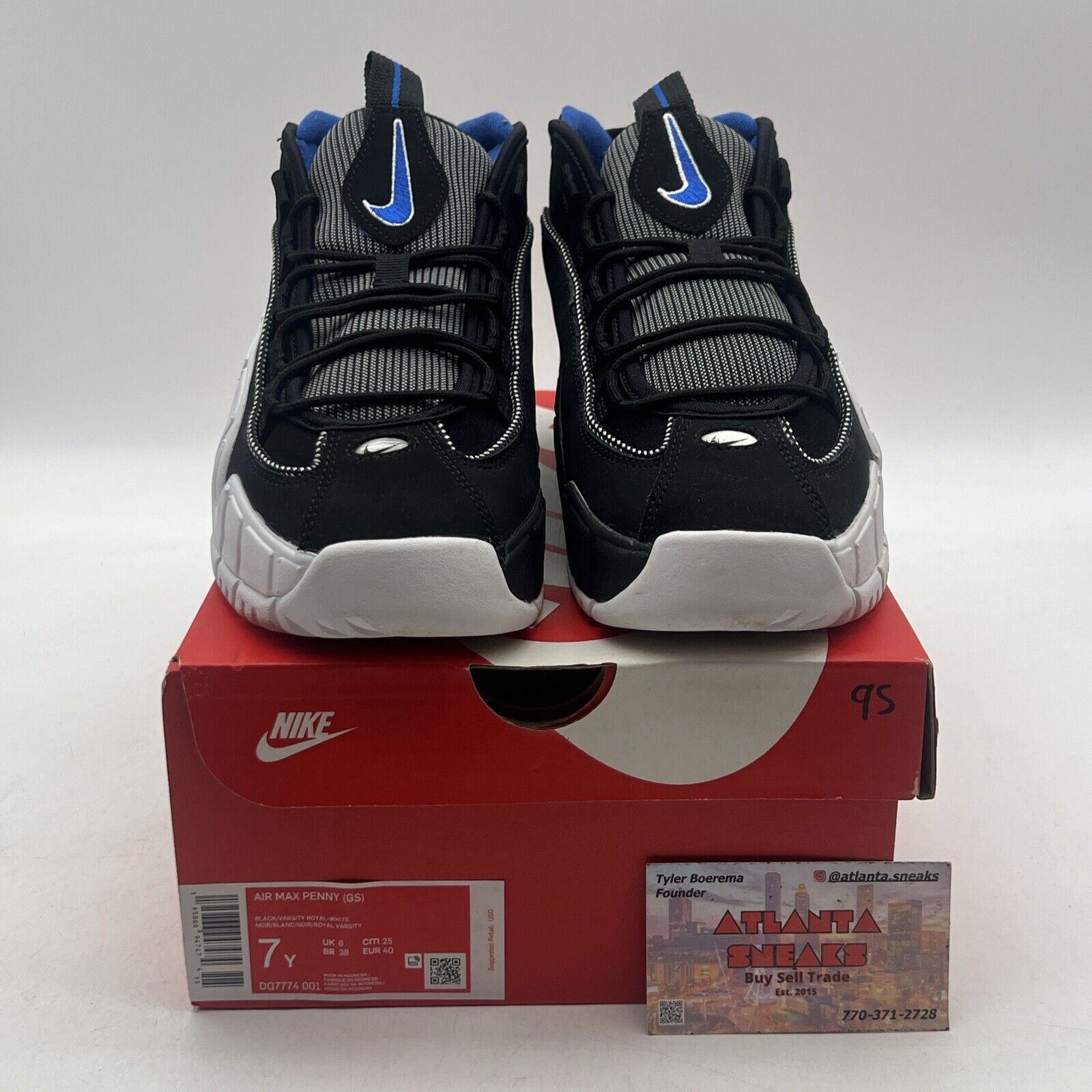 Size 7Y (GS) - Nike Air Max Penny 1 Mid Orlando Black White Blue (DQ7774-001)