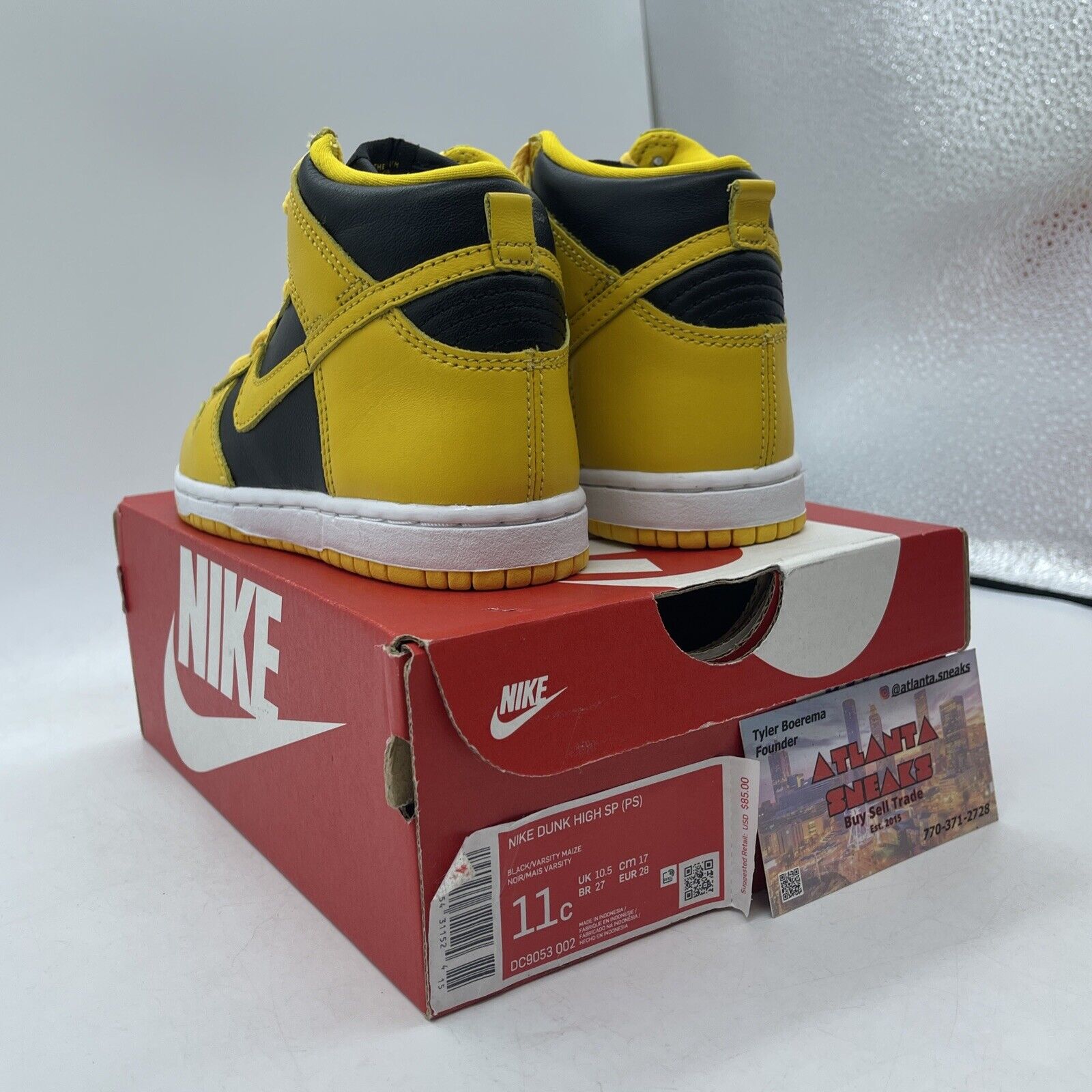 Size 11C - Nike Dunk Lowa Yellow White Black Leather (DC9053-002)