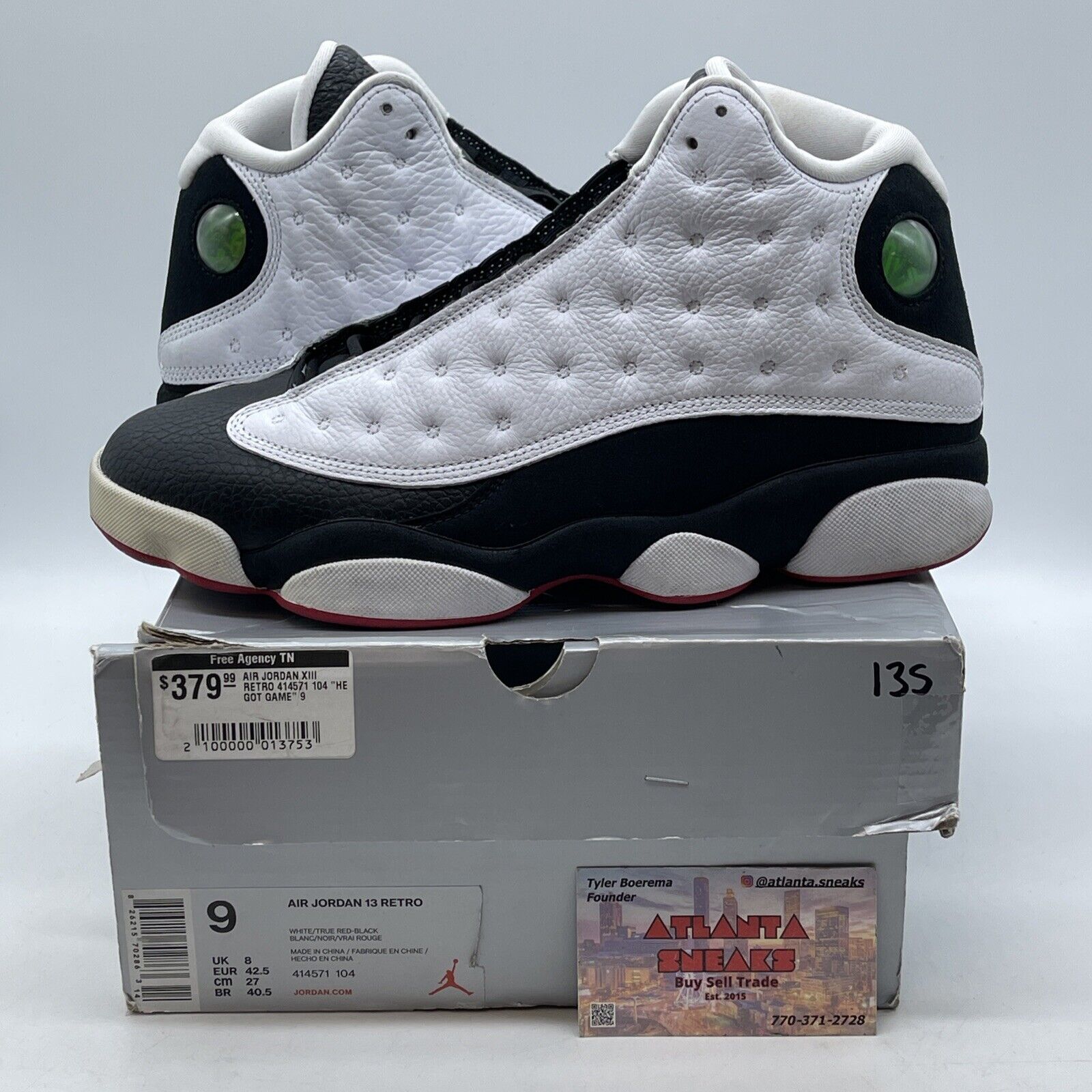 Size 9 - Jordan 13 Retro He Got Game 2018 White Red Black Suede (414571-104)