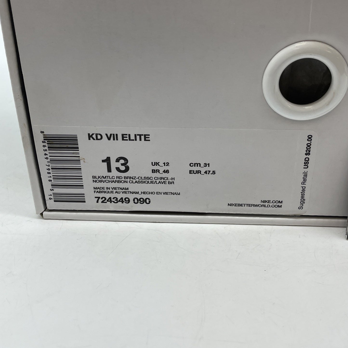 Size 13 - Nike KD 7 Rose Gold Black Leather (724349-090)