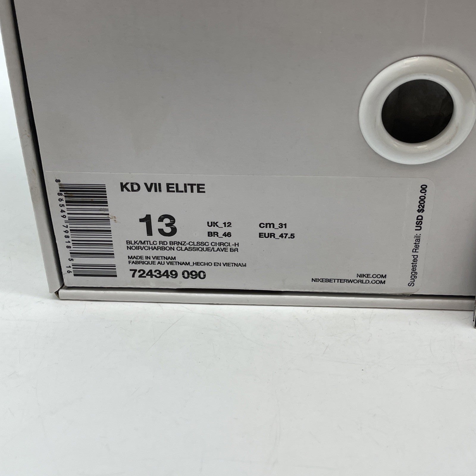 Size 13 - Nike KD 7 Rose Gold Black Leather (724349-090)