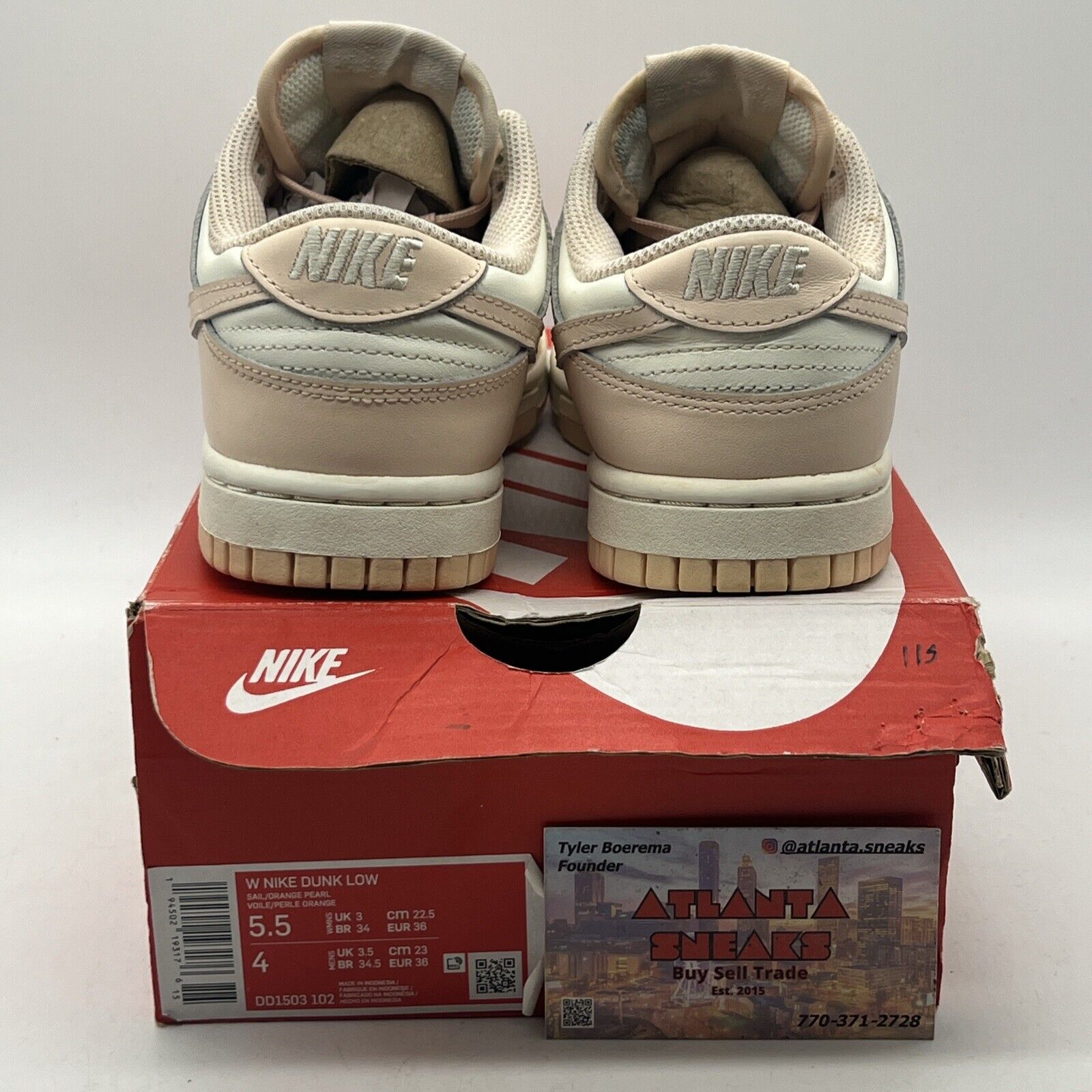 Size 5.5 - Nike Dunk Low Orange Pearl W White Leather (DD1503-102)