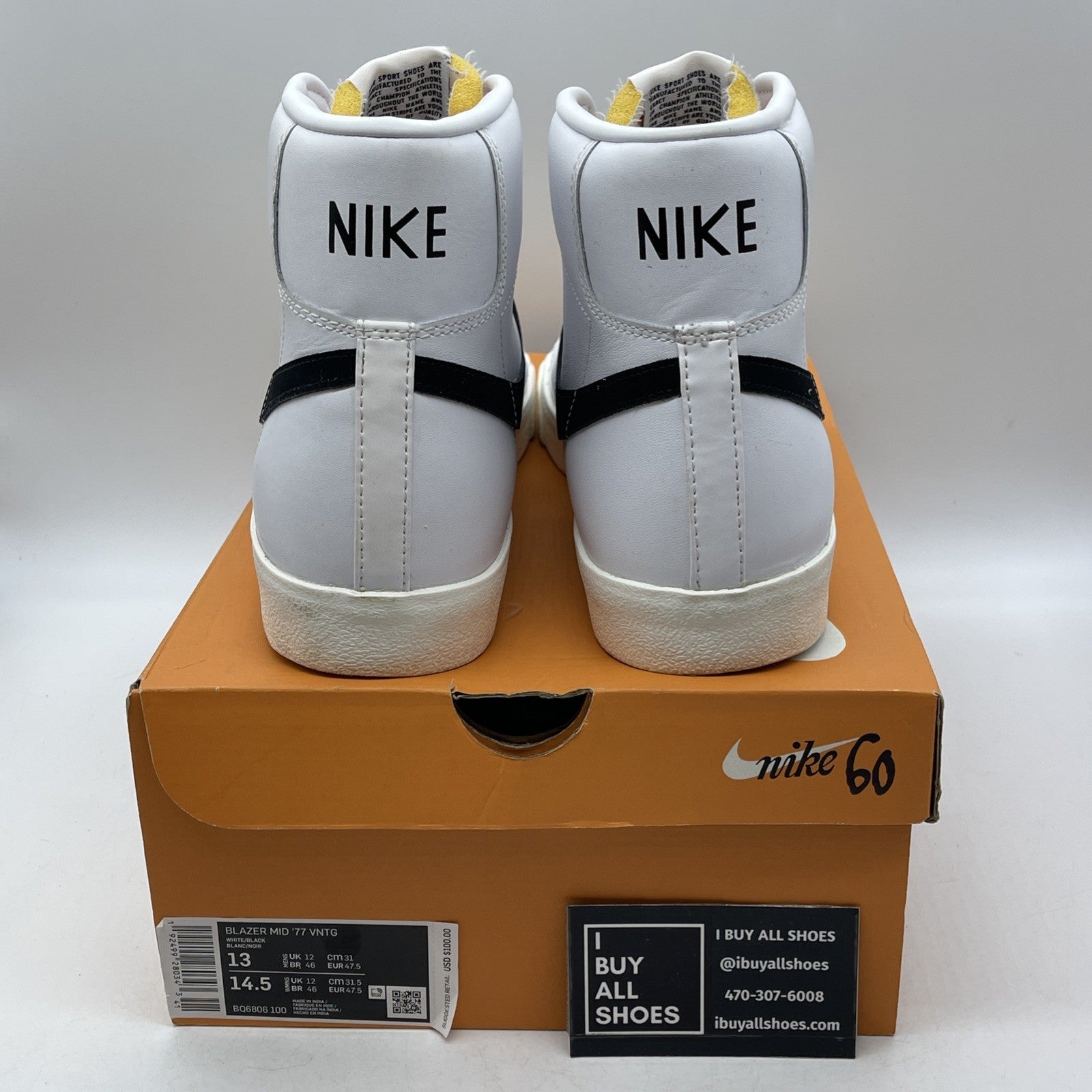 Size 13 - Nike Blazer Mid 77 Vintage White Black 2019 (BQ6806-100)