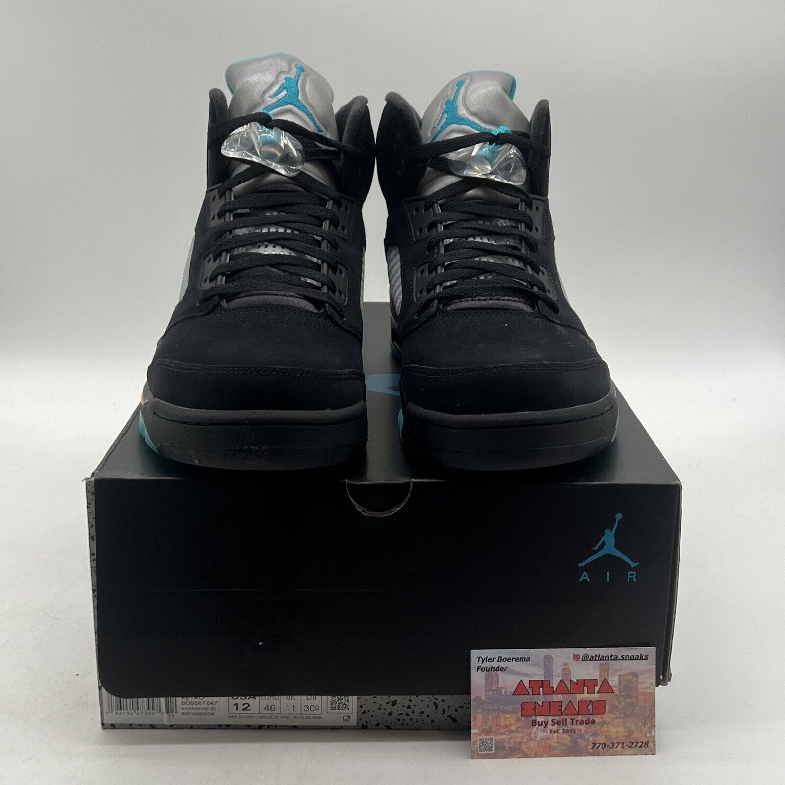 Size 12 - Jordan 5 Retro Mid Aqua Black Yellow Blue Suede (DD0587-047)