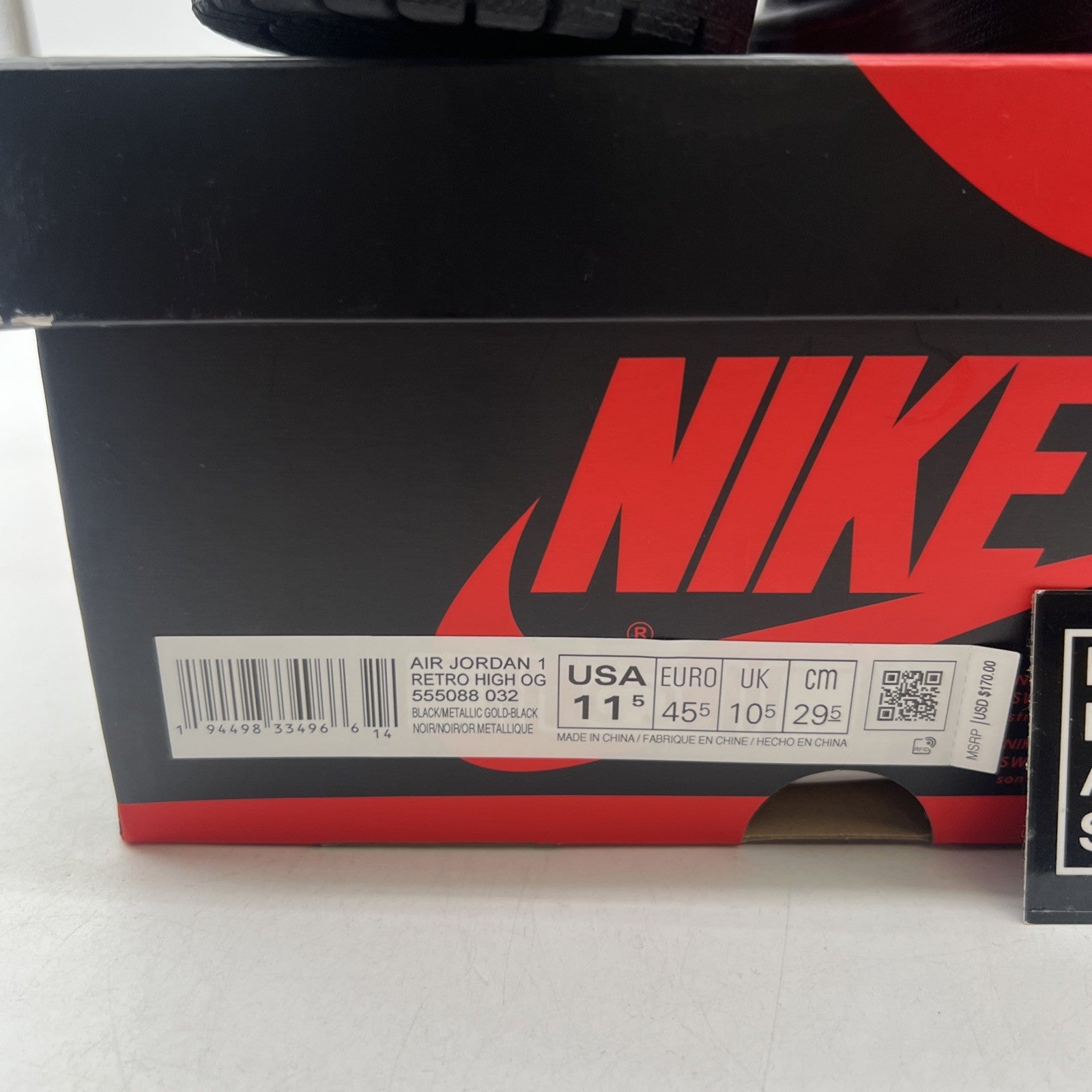 Size 11.5 - Air Jordan 1 Black 2020 (555088-032)