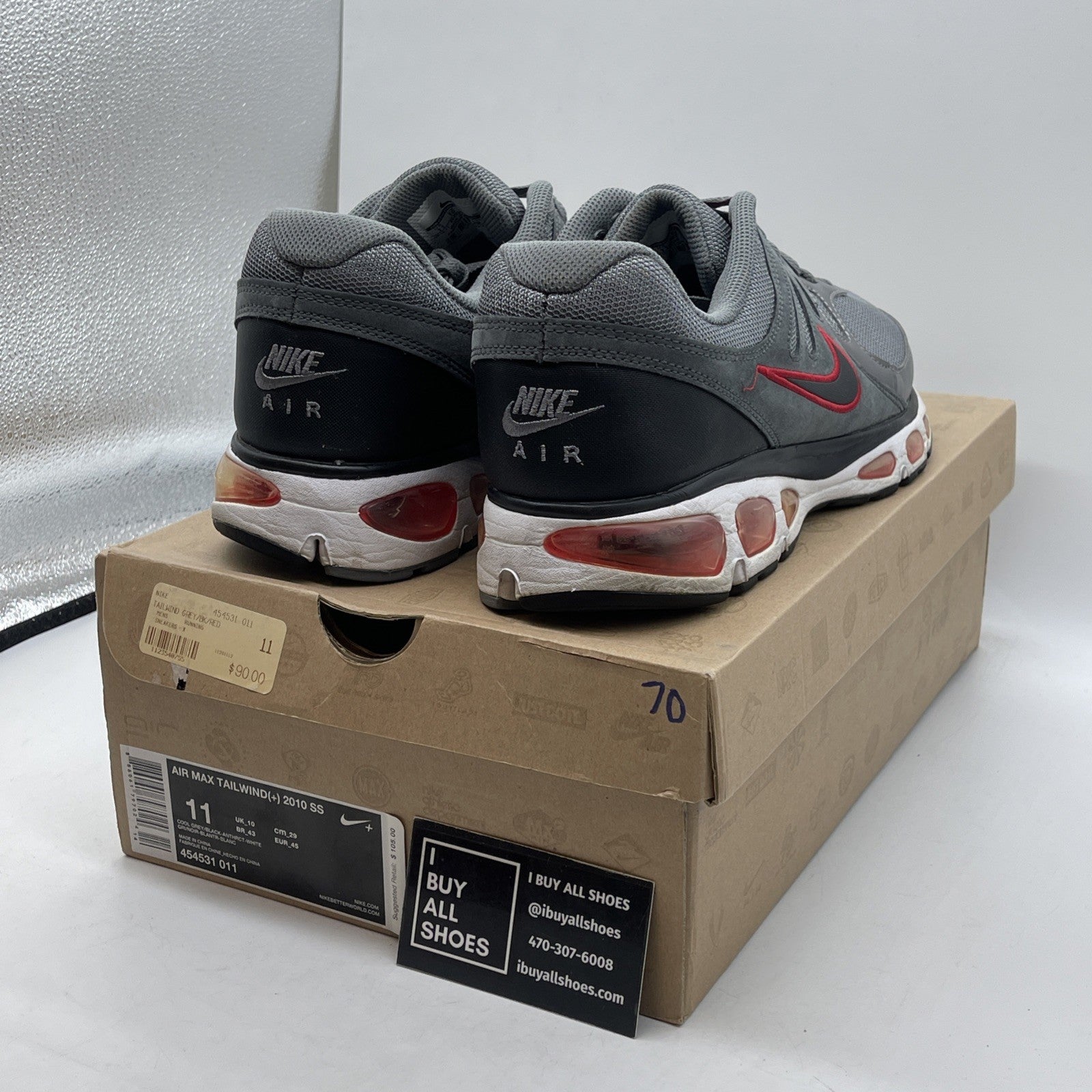 Size 11 - NWOB Nike Tailwind Sneakers Shoes Grey Suede Leather (454531-011)