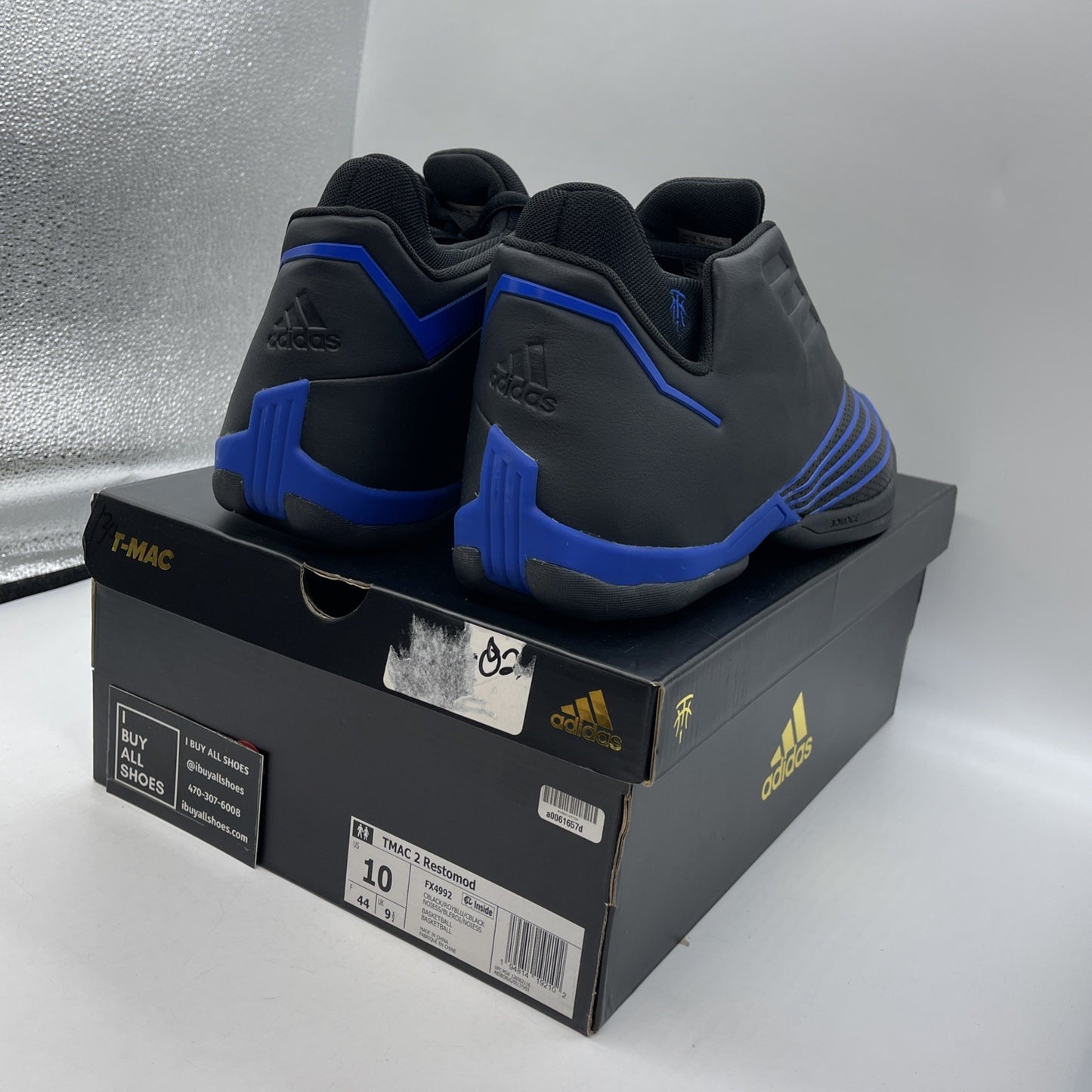 Size 10 - adidas T-Mac 2 EVO Black Royal Blue Leather (FX4992)